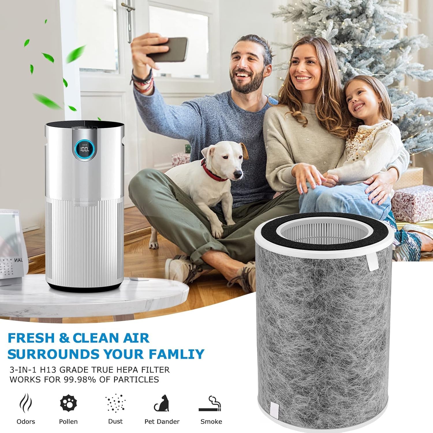 HP201 HP202 Air Pur-Ifier MAX Filter Compatible with Shark HP200 Series,Hp302 & HC502 Air Pu-Rifier MAX, 3-In-1 Filter, Part #HE2FKBAS, He2Fkbasmb(2-Pack)