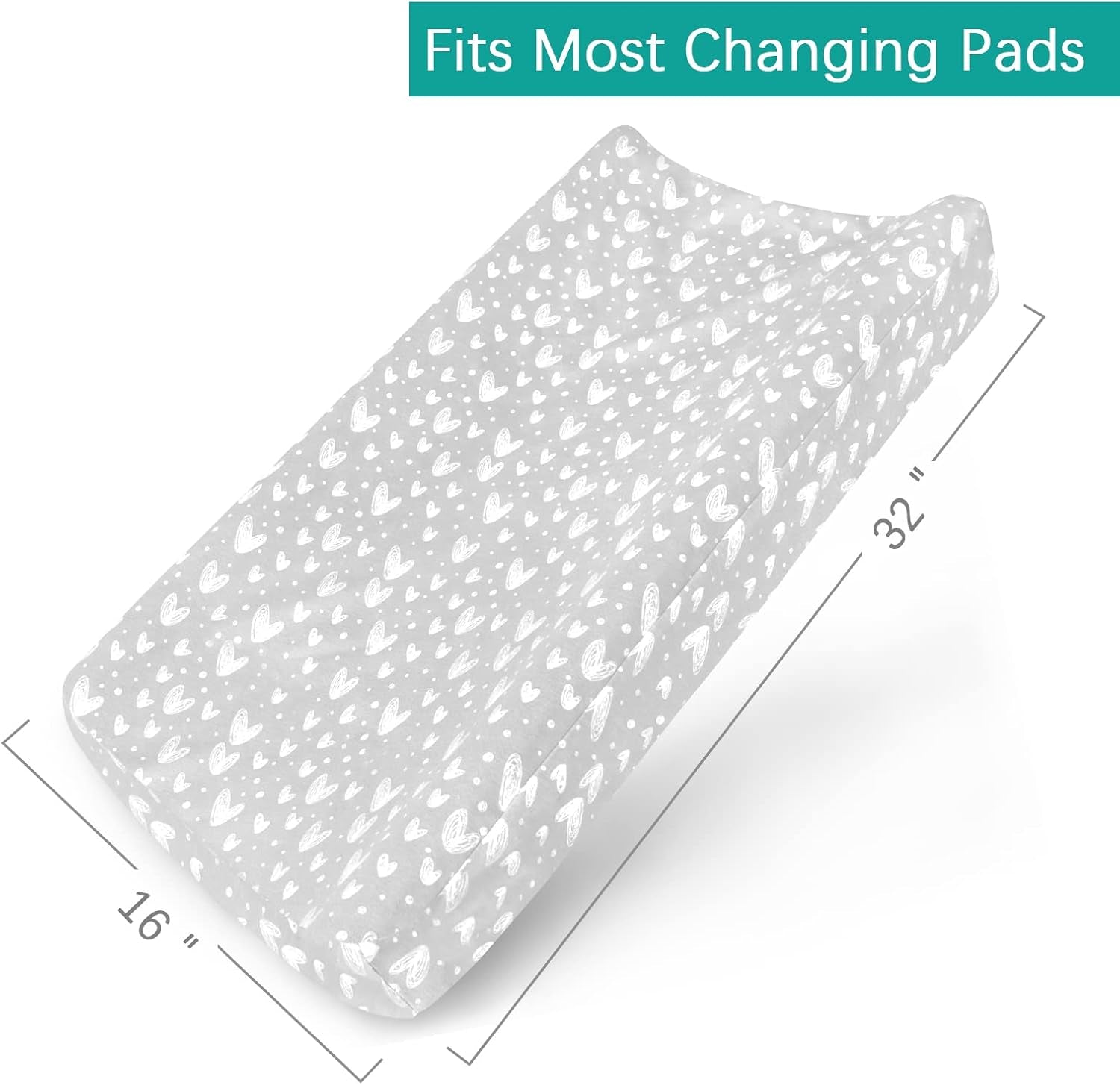 Waterproof Changing Pad Cover 2 Pack, 100% Cotton Change Table Cover Sheets, Ultra Soft, Unisex White Grey Star Print