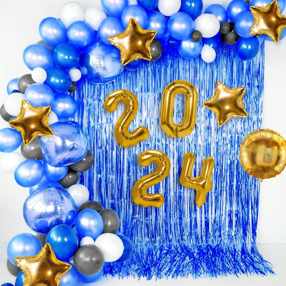 Curtain Decorations,Metallic Tinsel Foil Fringe Curtain,Blue Foil Fringe Tinsel Curtain for Birthday/Graduation/Bachelorette/Halloween/Christmas/New Year/Disco Party Decorations