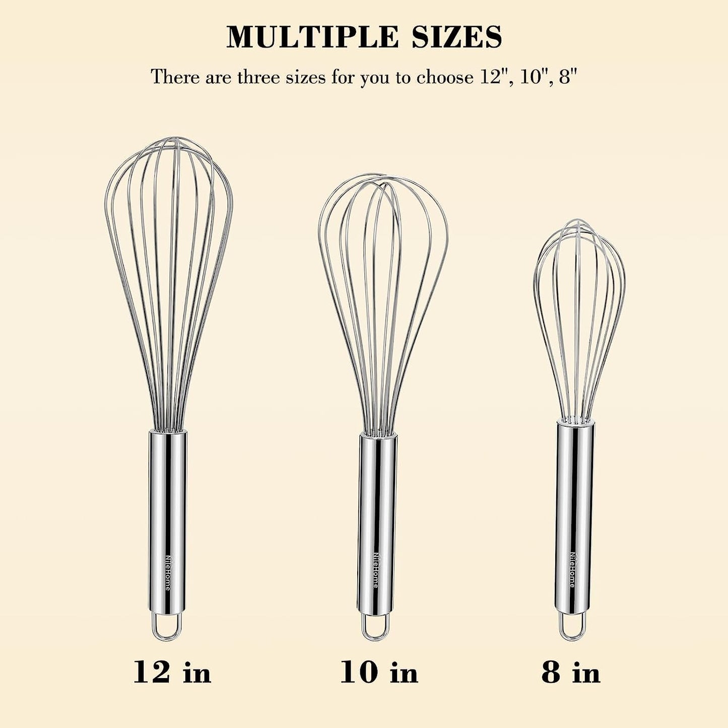 Whisk Set 8" 10" 12" and Egg Separator