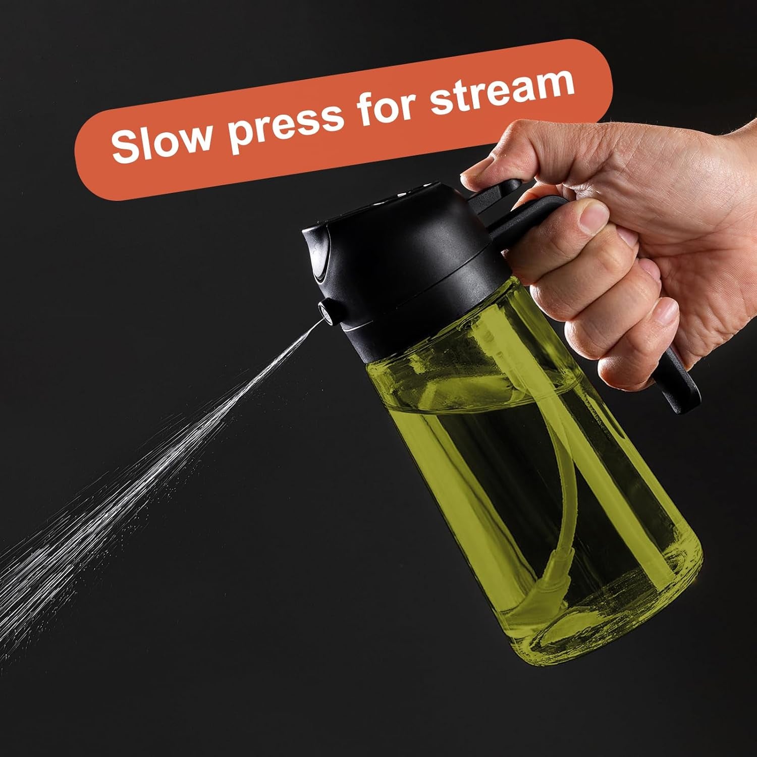 - 16Oz/470Ml Olive Oil Dispenser for Kitchen with Stickers - 2 in 1 Olive Oil Sprayer for Cooking, Air Fryer, and Salad, 2 Black (Light-Proof Kitchen Gadget)