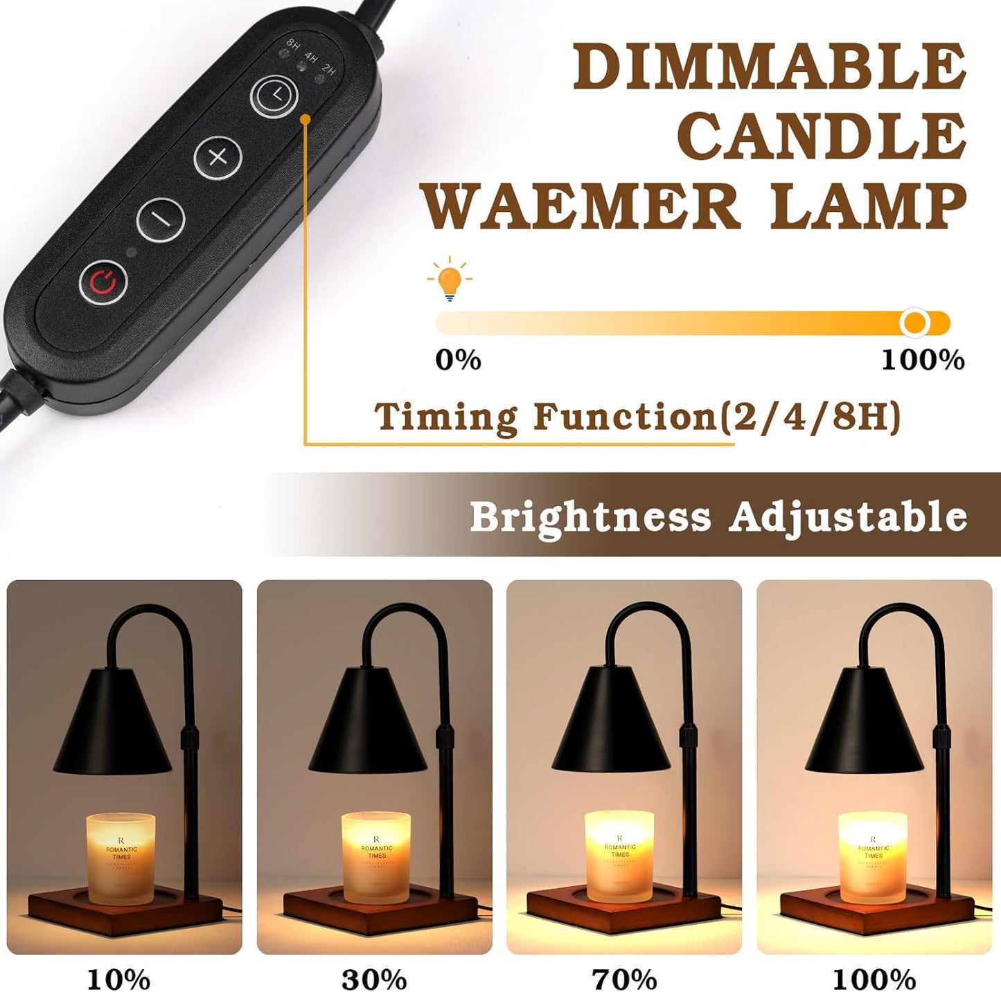 Modern Candle Warmer Lamp 2 Pack, Dimmable Candle Lamp Warmer with Timer, Birthday Gifts for Women Who Have Everything, Gifts for Mom, Adjustable Mens Candle Lamp, Cozy Living Room Bedroom Decor,Black