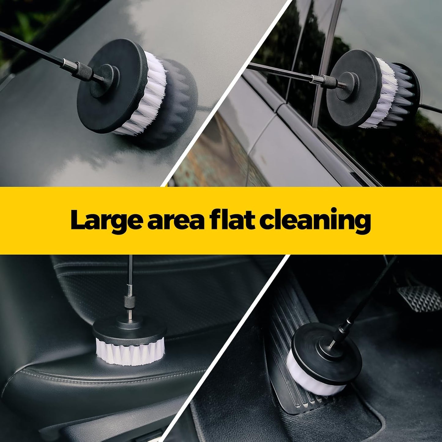 5Pack Drill Brush Attachment Set-Car Interior Detailing Kit,Power Scrubber Brush Extended Long Attachment for Bathroom, Car,Shower,Carpet,Boat,Kitchen,Floor and Tile,White