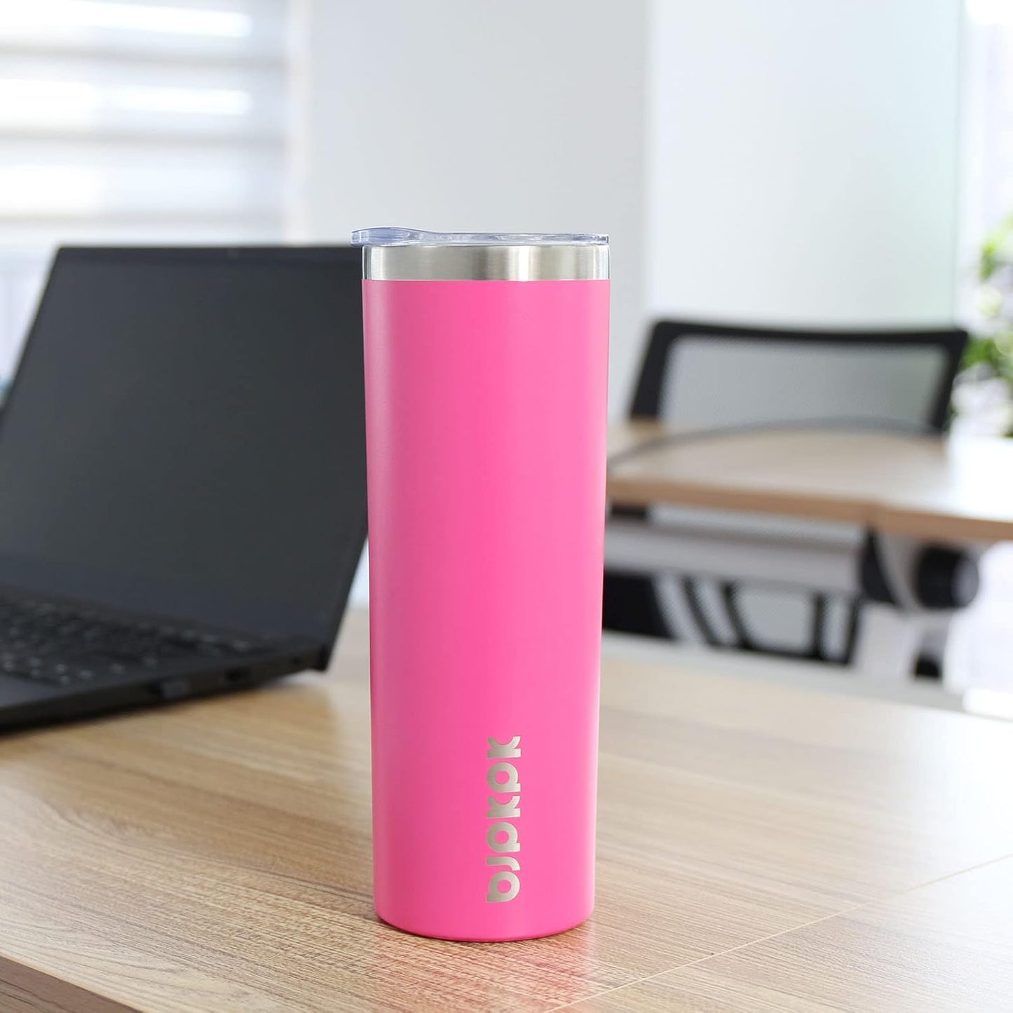 20 Oz Skinny Tumbler with Lid Slim Insulated Travel Coffee Cup Stainless Steel Thermal Mug,Pink
