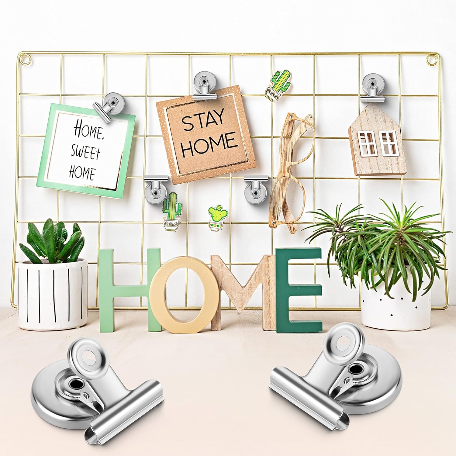 12Pack Fridge Magnets Magnetic Clips Heavy Duty for Fridge, Whiteboard Magnets Clips for Refrigerator, Detailed List Display Paper Fasteners on Home& Office& Teaching (Silver)