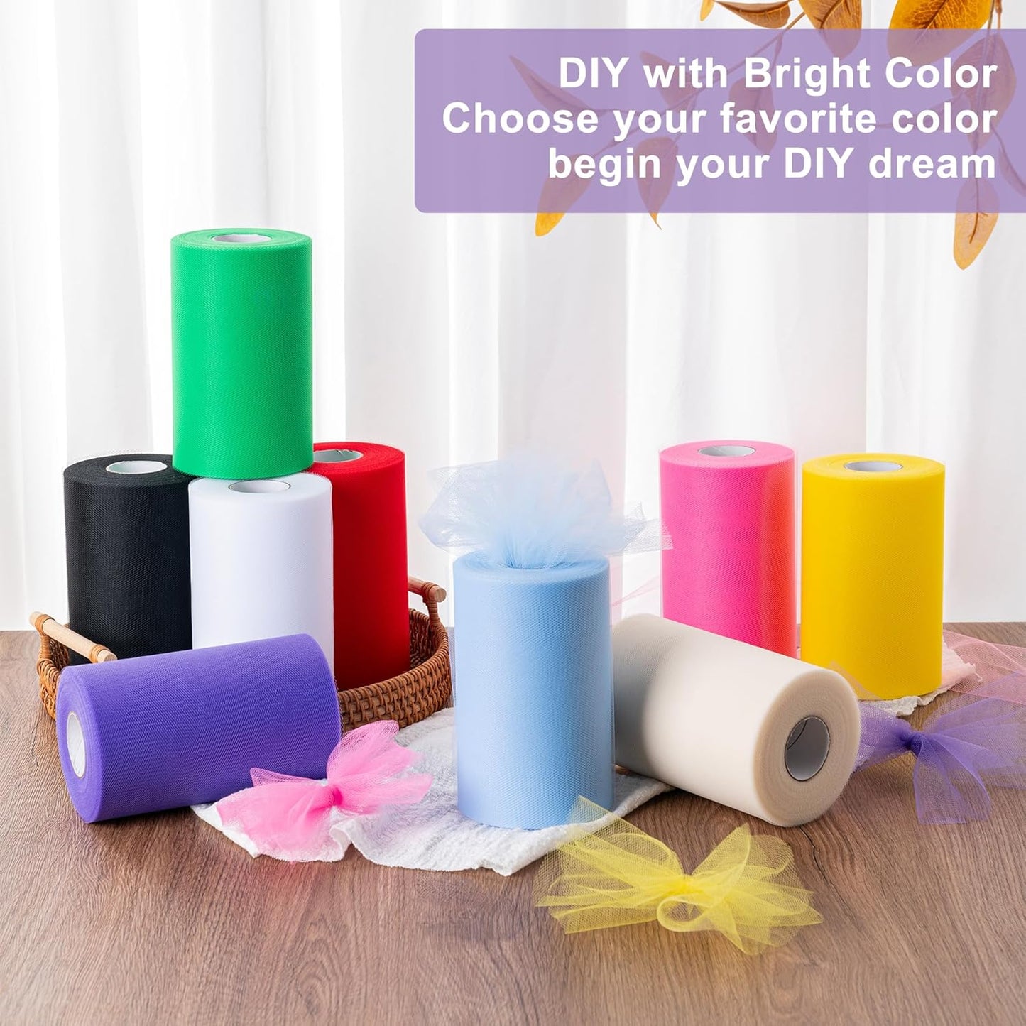 White Tulle Fabric Rolls 6 Inch by 100 Yards (300 Feet) Tulle Roll Spool Fabric for DIY Tutu Skirt Baby Shower Birthday Party Wedding Decorations Christmas Craft Supplies (White)