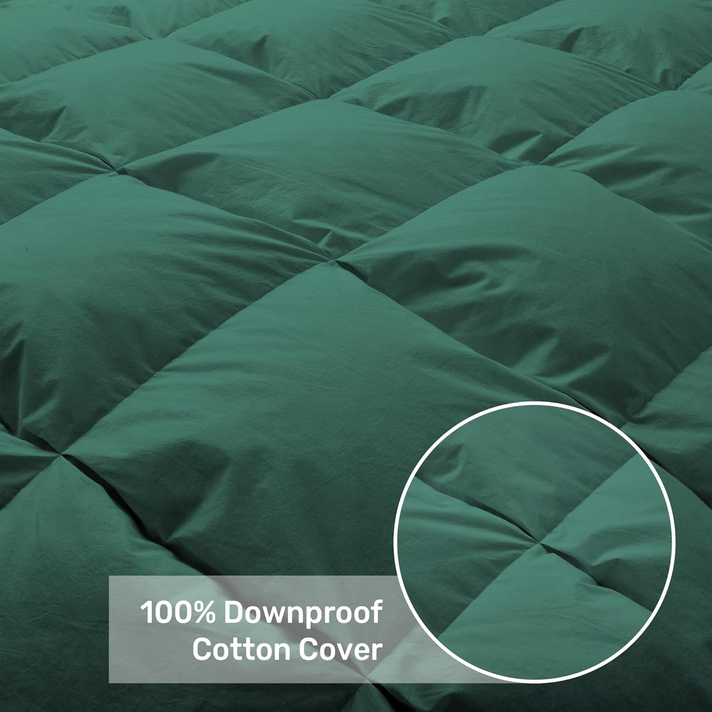Pinch Pleat Goose Feather down Comforter - All Season Duvet Insert with 100% Cotton Cover, Cloud-Like Fluffiness, 20% Extra Fill (King, Green,106"X90")