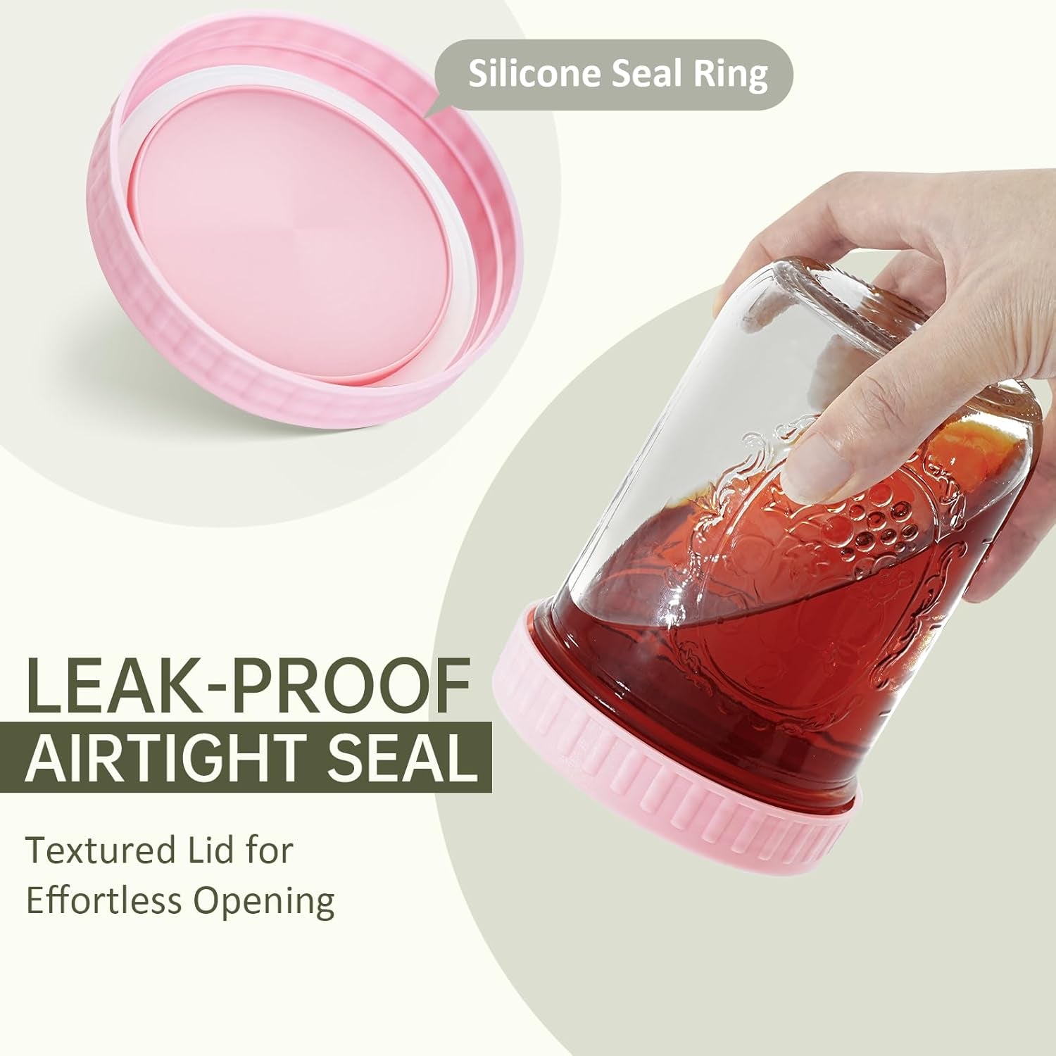 Overnight Oats Containers with Lids, 6-Pack Glass Mason Jars 16 Oz with Lids Wide Mouth, Reusable Food Storage Containers for Snack, Chia Pudding, Yogurt, Meal Prep, Salad