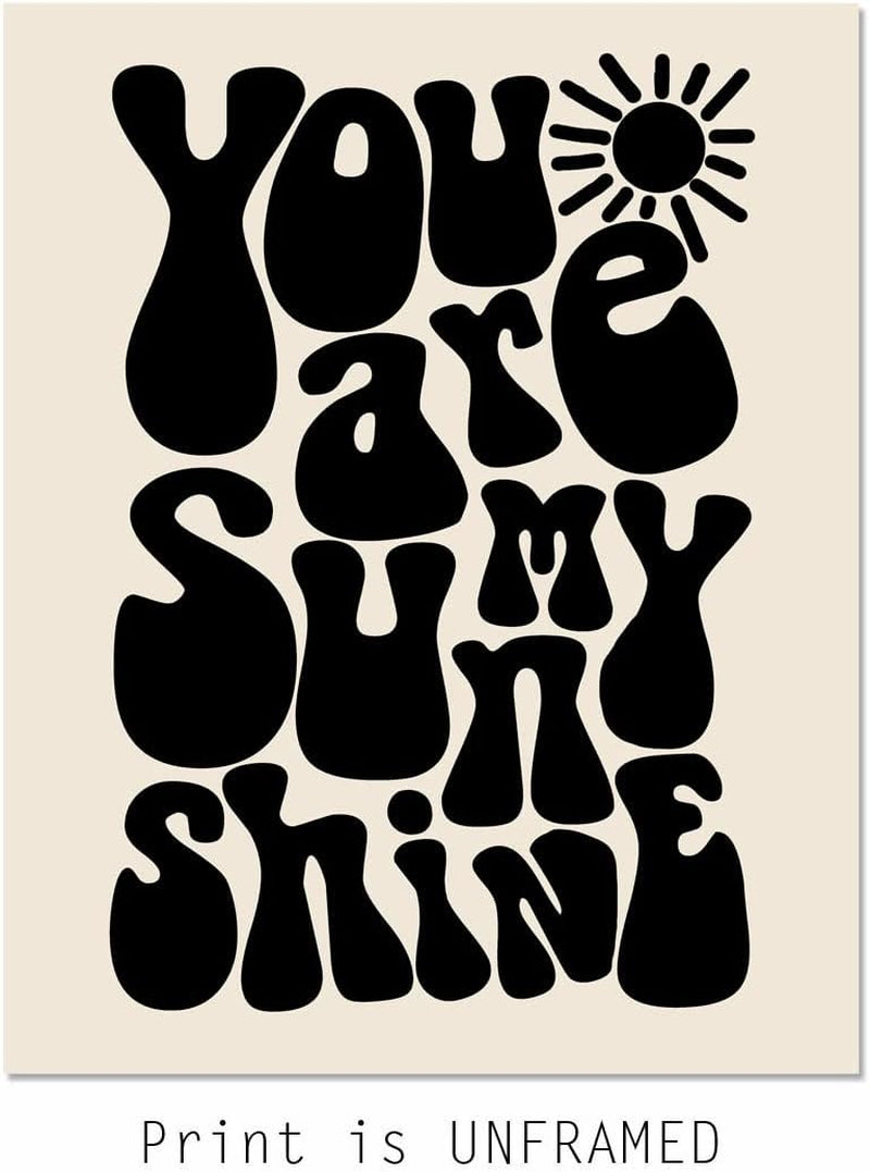 You Are My Sunshine Wall Art, Baby Shower Gift, Baby Room Decor, Sun Nursery Art, Cute Baby Wall Art, Newborn Baby Gift, Black and White, Unframed (11X14 INCH)