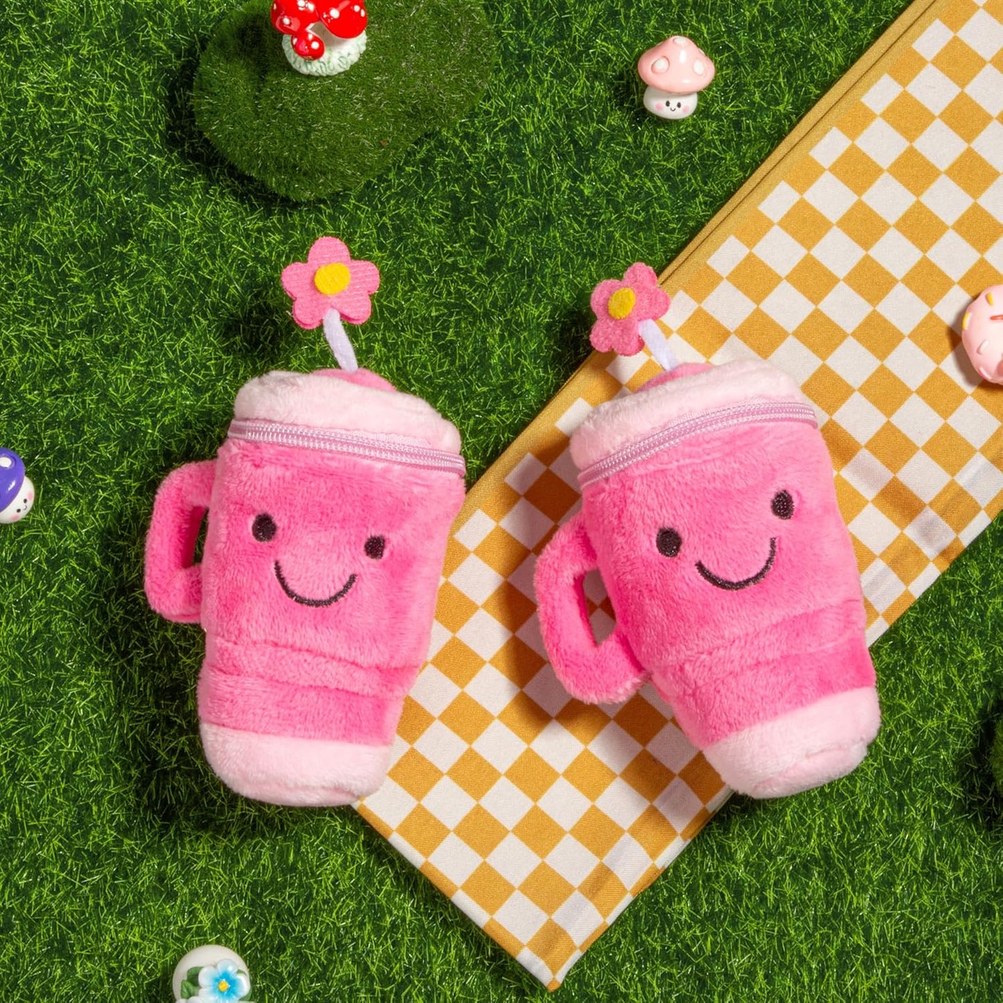 Plush Keychain Coin Purses, Chapstick Holder Key Chain Cute Kawaii Handmade Zipper Pouch, Bag Charms