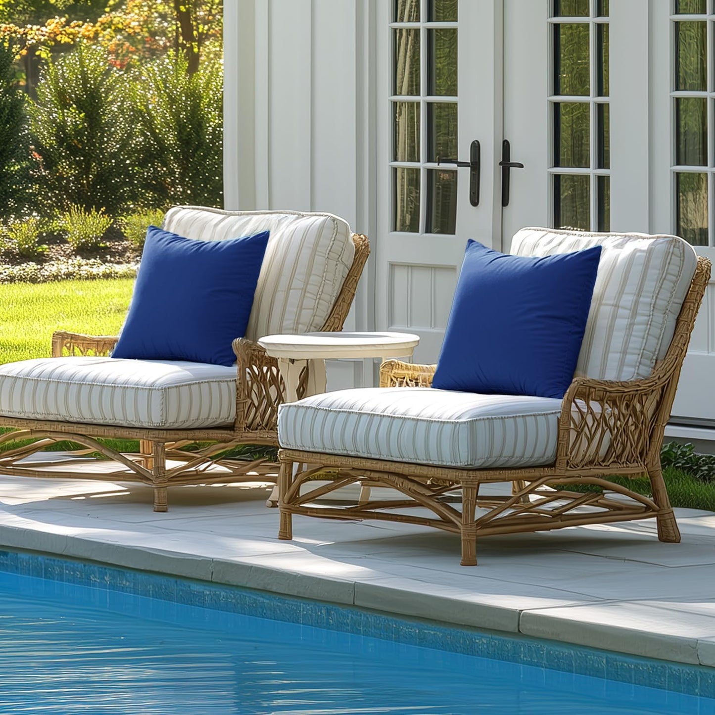 Outdoor Pillow Covers Navy Blue Waterproof Decorative Patio Throw Pillow Covers Fade Resistant for Furniture Tent Couch Sofa Living Room Pack of 2 Spring Summer Pillowcases 18X18 Inch