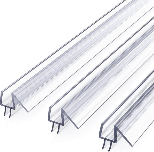 Shower Door Bottom Seal, 3Pack Shower Door Sweep Strip, Frameless Glass Doors Seal Strip for 3/8'' (10Mm) Thick Doors, Showers Water Guard & Barrier - Stop Water Leakage, 39.3'' X 0.39''