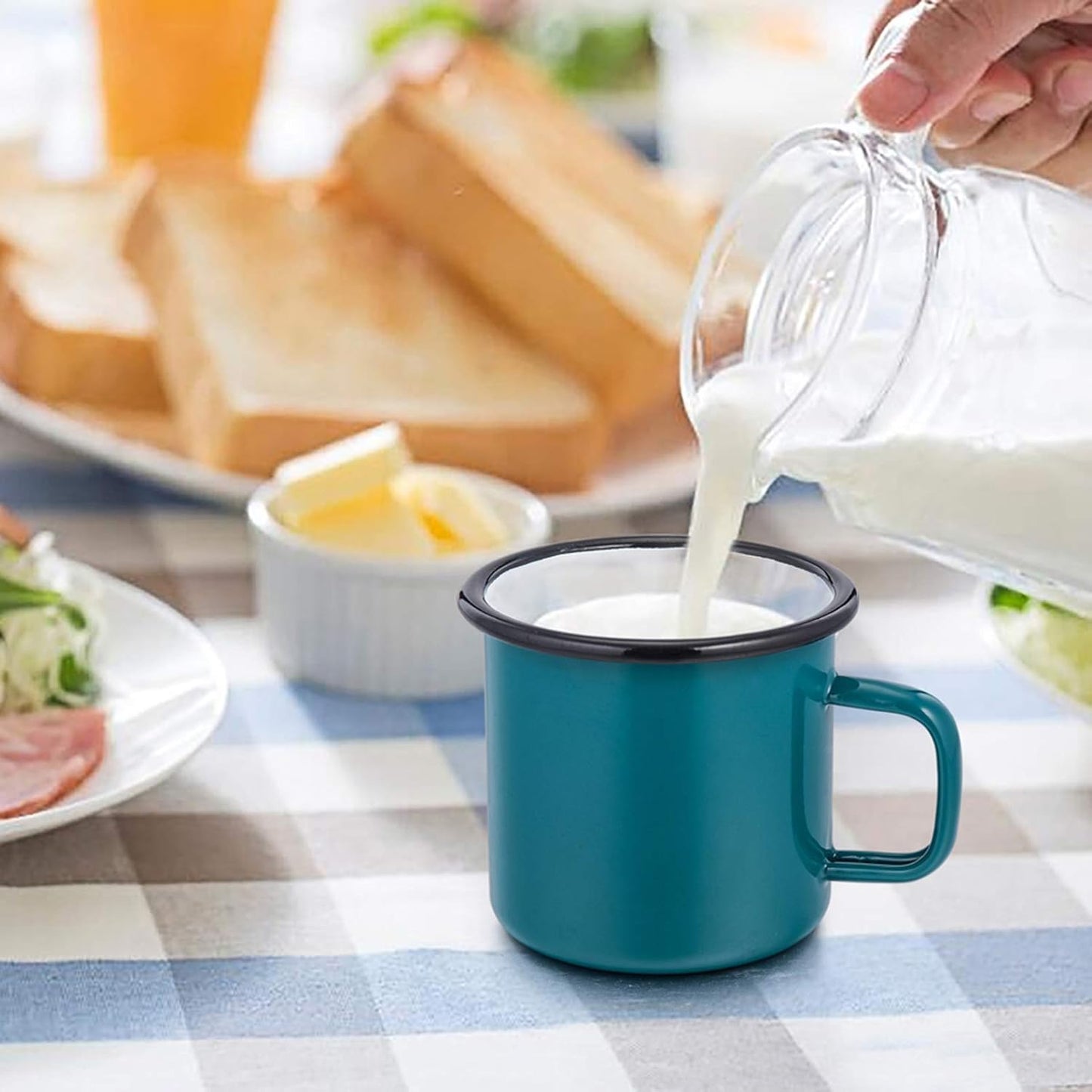 Camping Coffee Mug Set of 4, Enamel Tea Coffee Drinking Mugs Cups for Home Party Travel Picnic Camping, Reusable & Portable - 12 Ounce/355 ML
