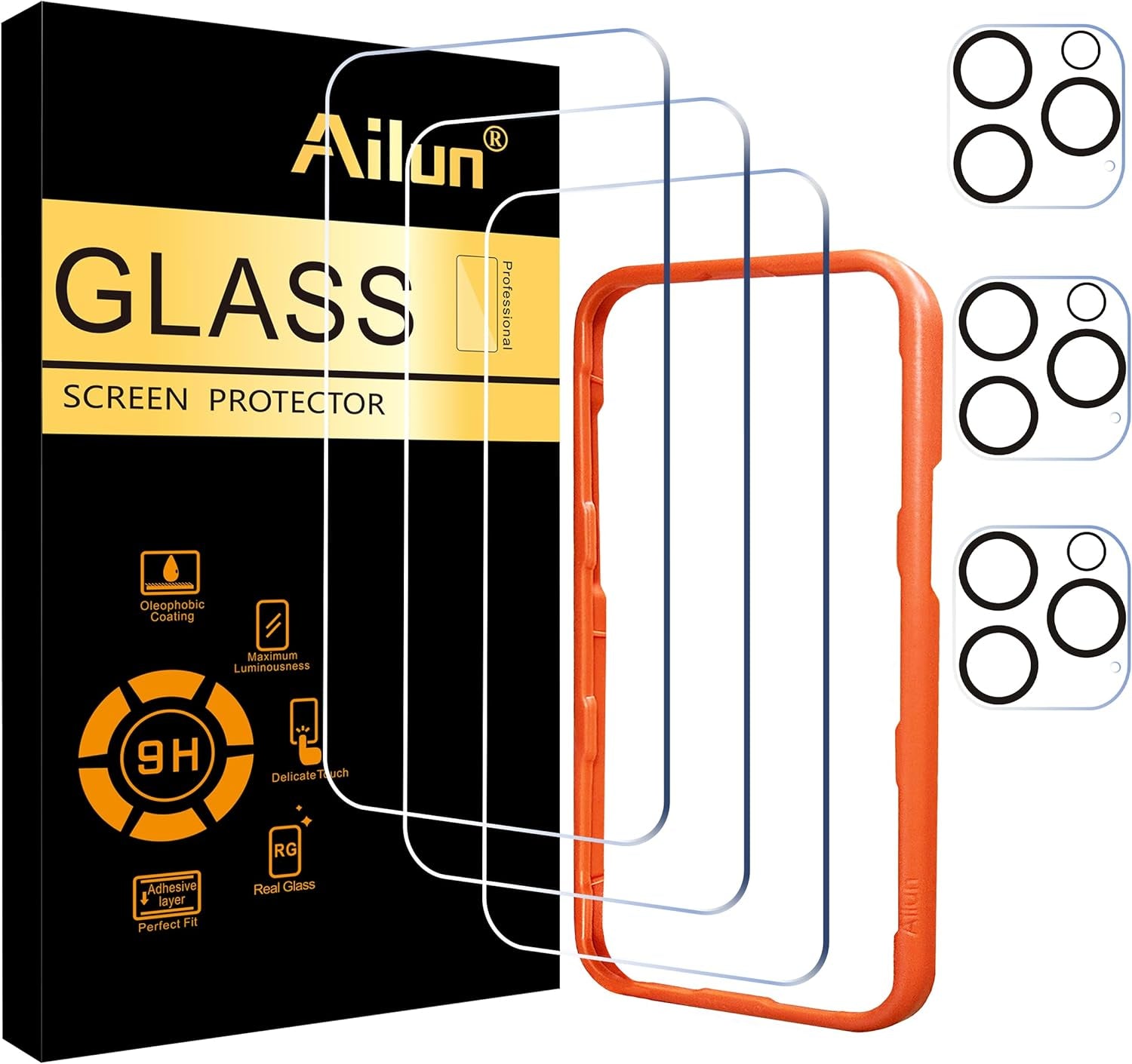 3 Pack Screen Protector for Iphone 16 Pro Max + 3P Lens Protector and 3P Lens Protector for Iphone 16 Pro/16 Pro Max