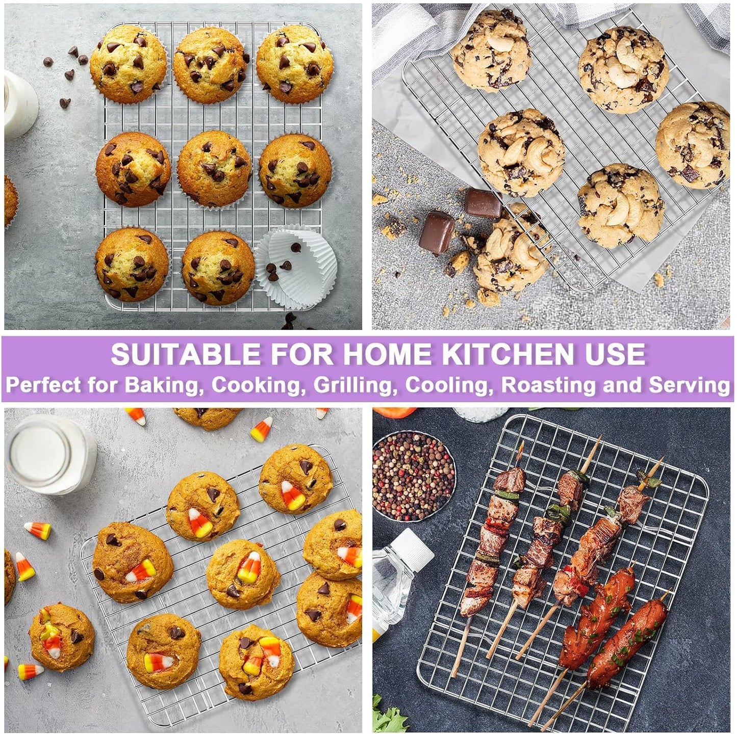 Baking Oven Pan with Wire Rack, Stainless Steel Baking Oven Sheet Tray, Bacon Pan and Cooling Rack for Cooking Roasting Cookie, Dishwasher Safe & Easy Clean, 10.5 X 8 X 1 Inch