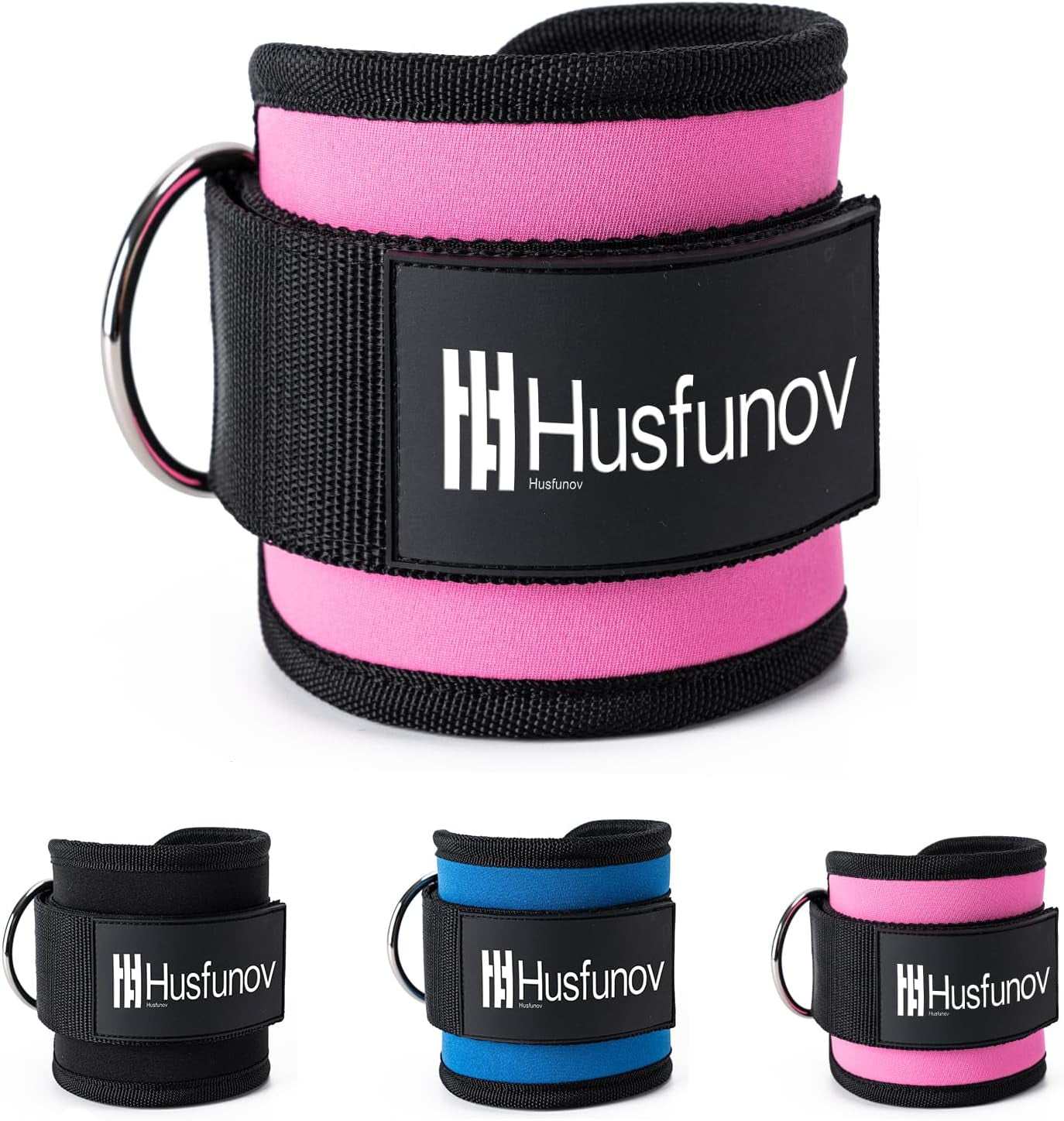 Ankle Strap for Cable Machine, Adjustable Cable Kick Back Ankle Strap with Neoprene Padding, Double D-Rings Design Ankle Resistance Band