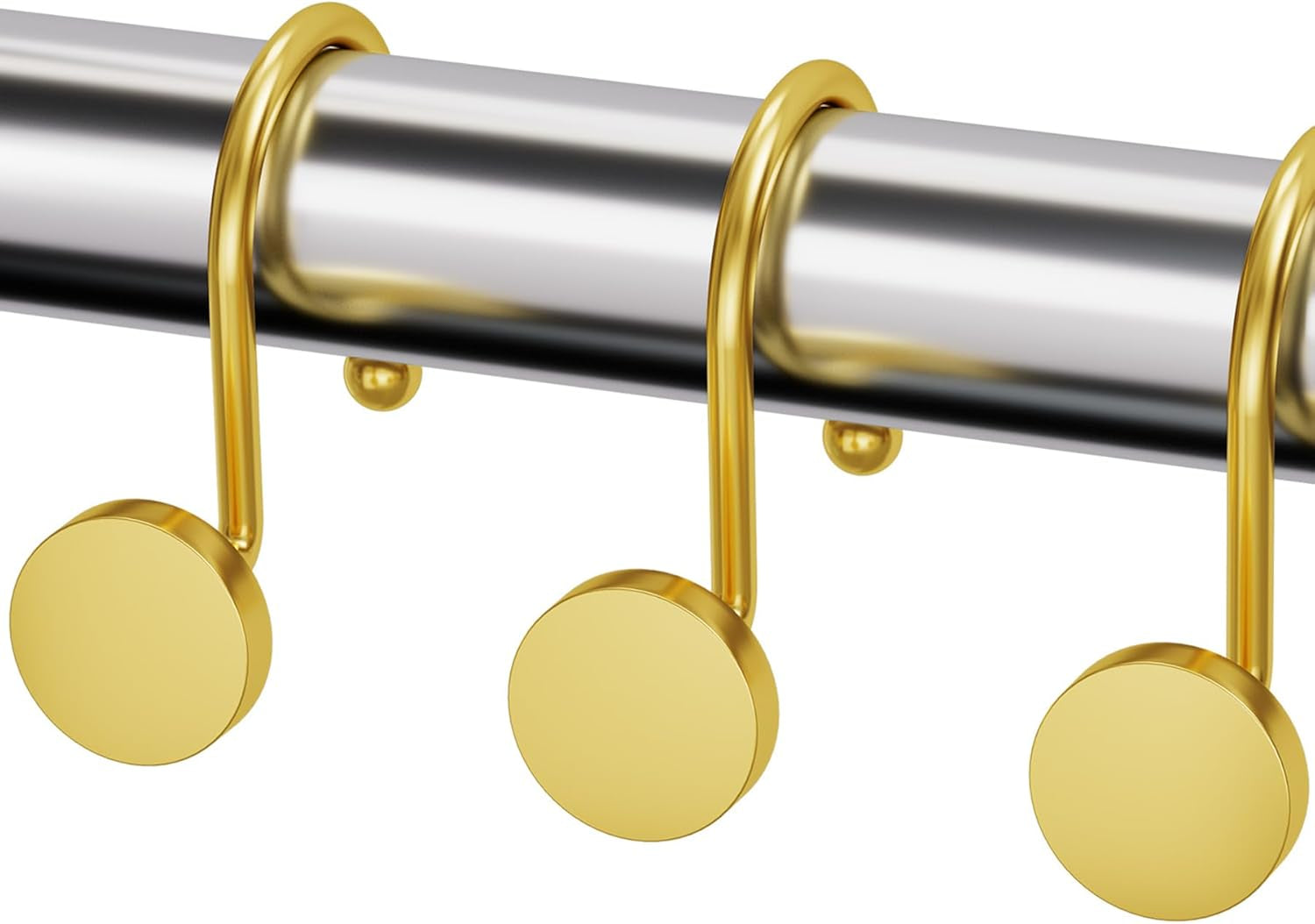 Gold Shower Curtain Hooks, Shower Curtain Rings Modern Decorative Shower Curtain Hooks Rust Proof Smooth Metal Shower Hooks for Shower Curtain Hangers Bathroom Shower Rod Hook, 12Pcs