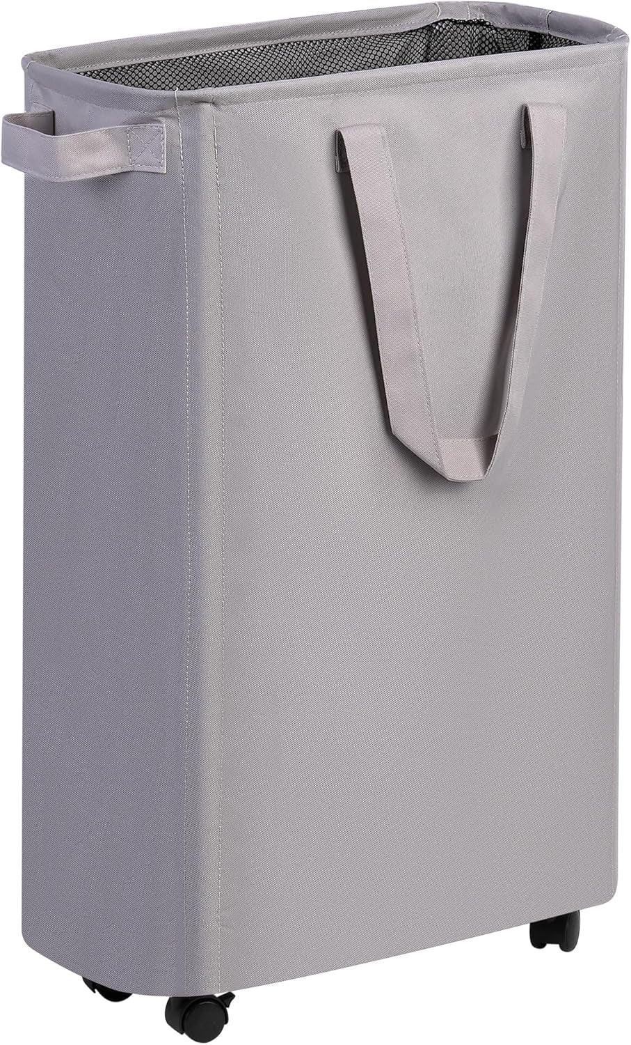 Slim Laundry Hamper with Wheels, Rolling Laundry Basket for Clothes, Small Laundry Basket for Bedroom, Dorm and Laundry Room, 60L (12.7 Gallons) Grey