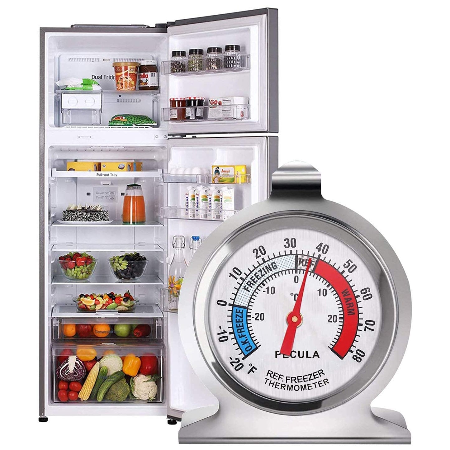2 Pack Refrigerator Thermometer -30~30°C/-20~80°F and 1 Pack Oven Thermometer 50-300°C/100-600°F