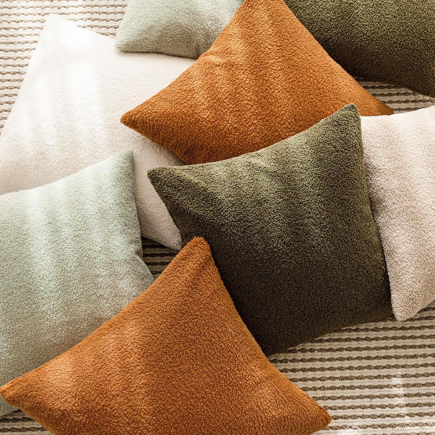 Pack of 2, Curly Faux Fur Decorative Throw Pillow Covers Soft Fuzzy Plush Cushion Case with Zipper Cozy Pillowcase for Home Living Room Couch Bed Sofa 16 X 16 Inch, Bronze