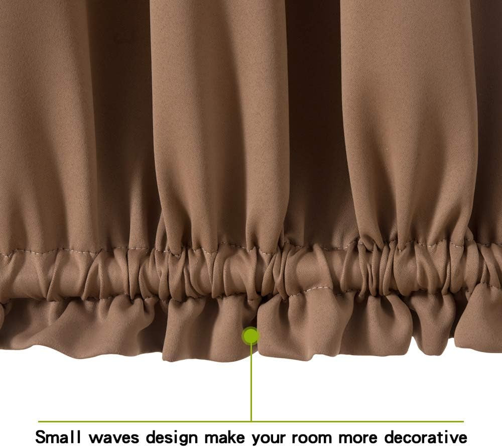 French Door Curtain Blackout Sidelight Drapes Thermal Insulated Rod Pocket Window Treatment Curtain for Kitchen/Front Door Half Curtains with Tieback 25 Inch by 40 Inch 1 Panel Cappuccino Brown