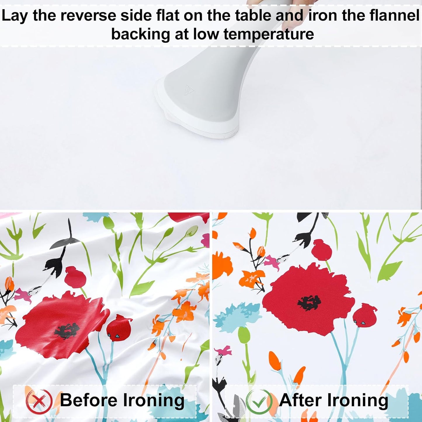 round Fitted Tablecloth with Elastic Edge, 100% Waterproof Oil Proof Plastic Table Cover, Vinyl Flannel Backed Tablecloth Fits 36"-44" round Tables for Dinner, Outdoor, Picnic, Flowers