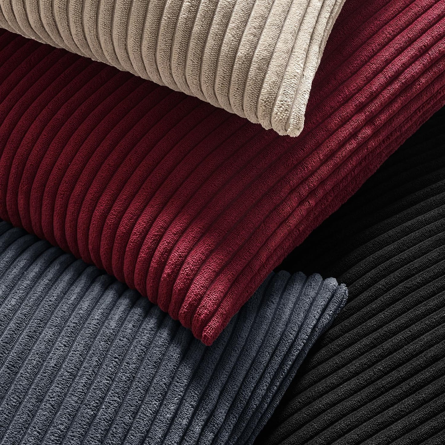 Winter Pack of 2 Corduroy Soft Soild Decorative Square Christmas Throw Pillow Covers Cushion Cases Pillow Cases for Couch Sofa Bedroom Car 18 X 18 Inch 45 X 45 Cm Burgundy