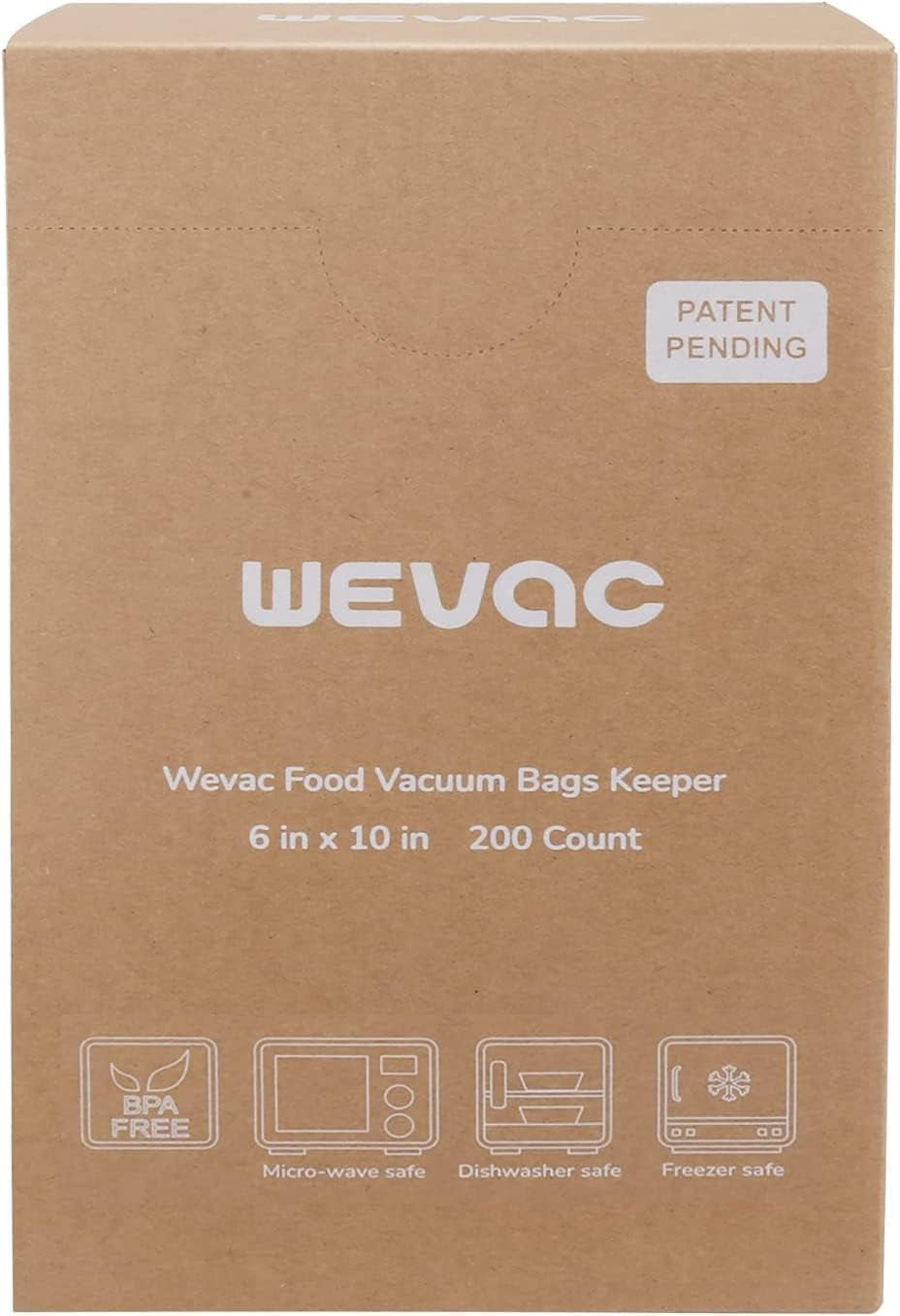 6” X 10” 200 Count Food Vacuum Sealer Bags Keeper, Precut Pint, Ideal for Food Saver, BPA Free, Commercial Grade, Great for Storage, Meal Prep and Sous Vide