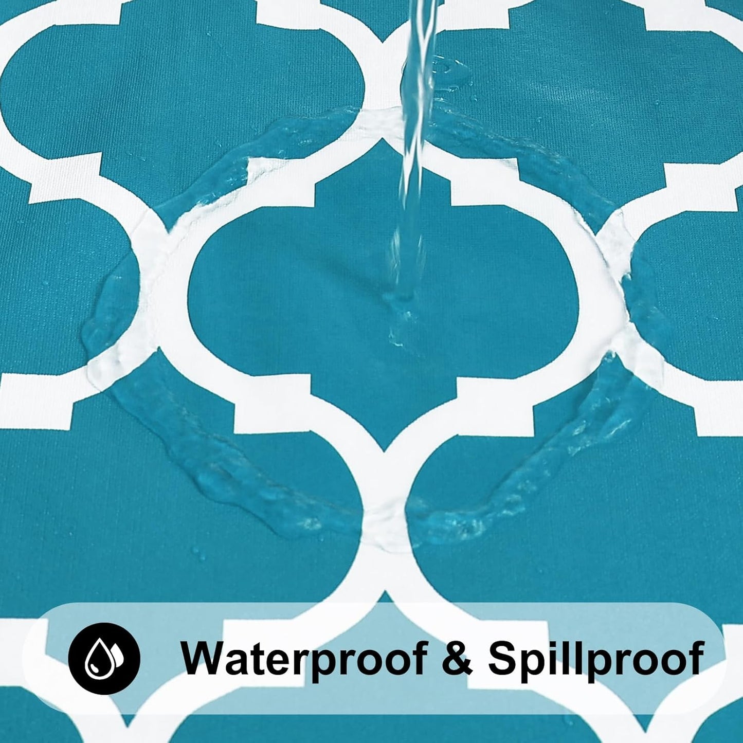 Rectangle Waterproof Vinyl Tablecloth with Flannel Backing, Wipeable and Spillproof for Indoor and Outdoor Use (60" x 84", Teal)