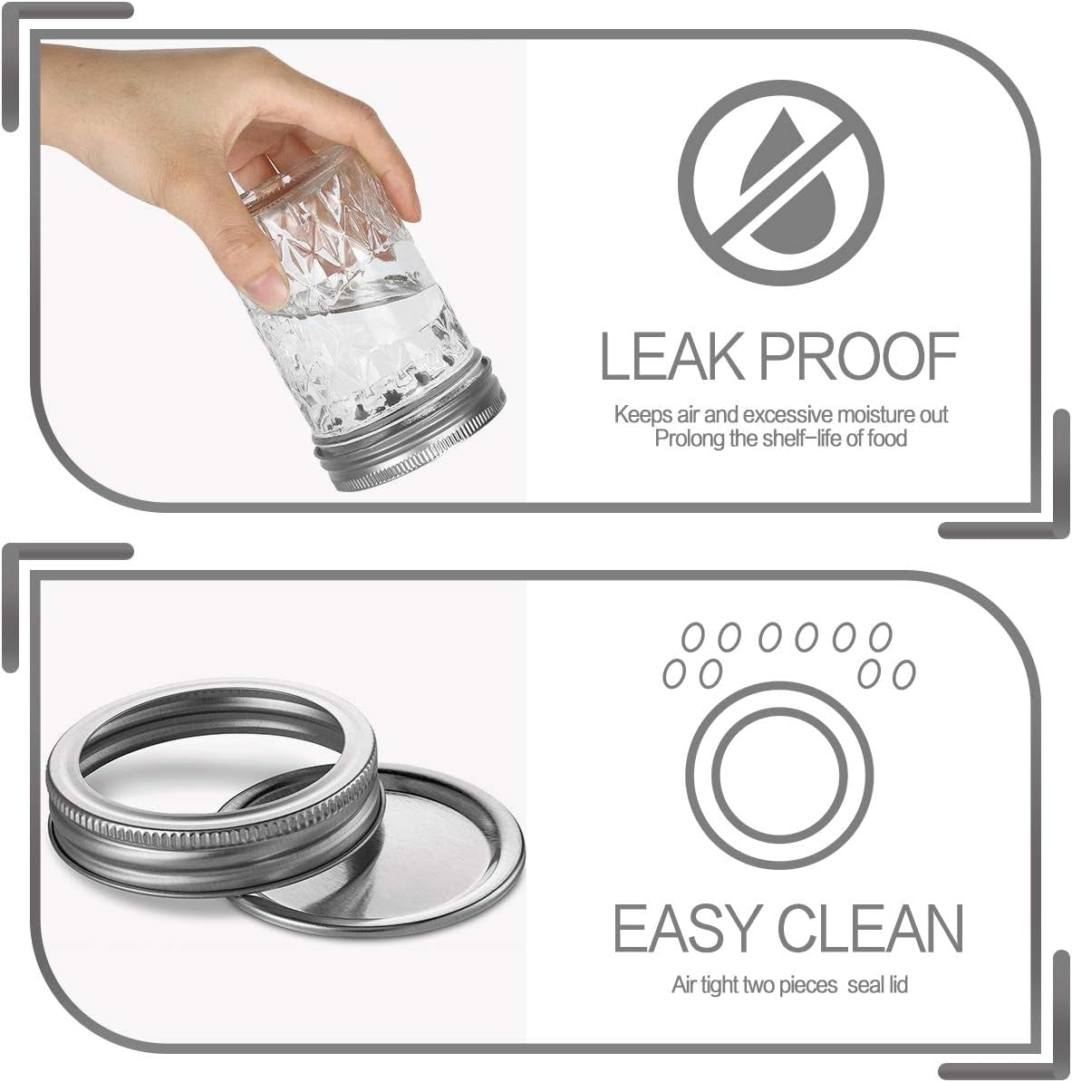 8 oz Mason Jars - 24 Pack Canning Jars with Regular Lids and Bands, Perfect for Jam, Honey, and Event Favors