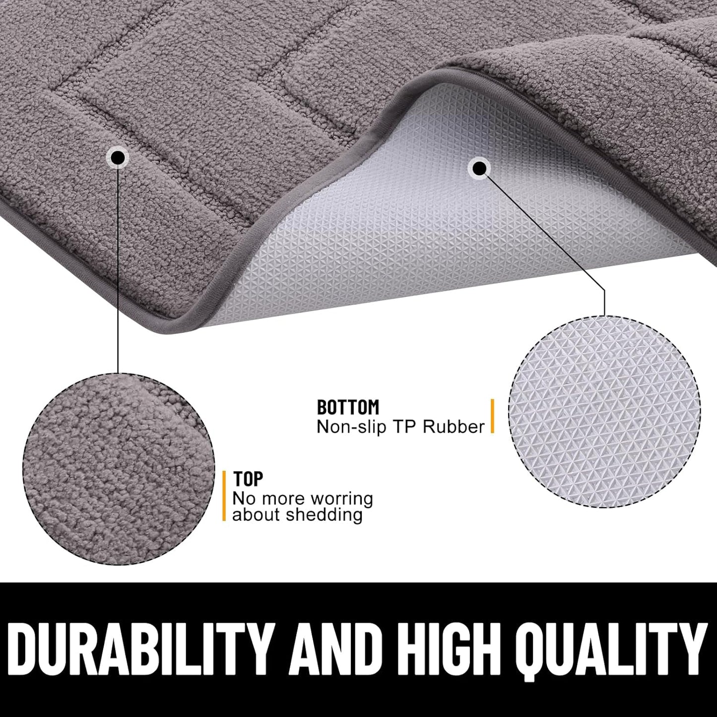 Bath Rug and Dog Door Mat Set, Memory Foam Bath Rug (Black 24X16) and Classic Dog Door Mat for Muddy Paws (Grey 30X20)