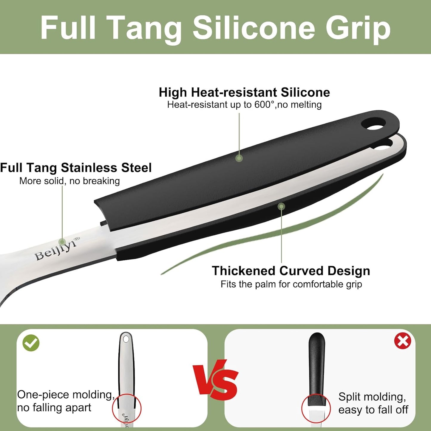 Stainless Steel Spatula Set, 2 Pcs Small Metal Spatula for Cast Iron Skillet, Solid and Slotted Turner Spatulas for Kitchen Use with Silicone Handle, Cooking Utensils for Eggs, Burger, Steak