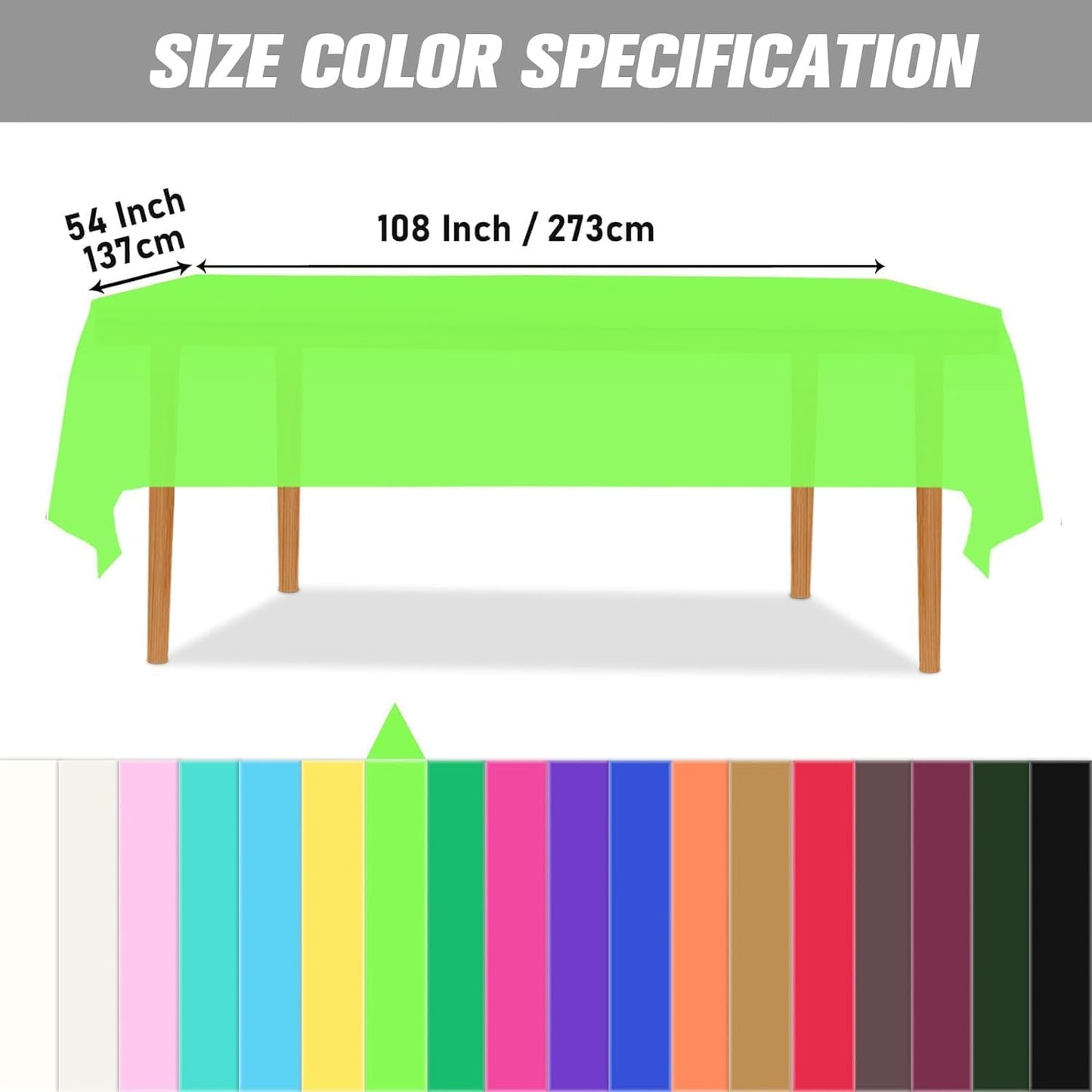 Lime Green 3 Pack Premium Plastic Tablecloths for Parties 54" X 108" Rectangular Tablecloths Neon Green Tablecloth 6 to 9 Feet Birthday Table Wedding Christmas Anniversary Buffet Table…