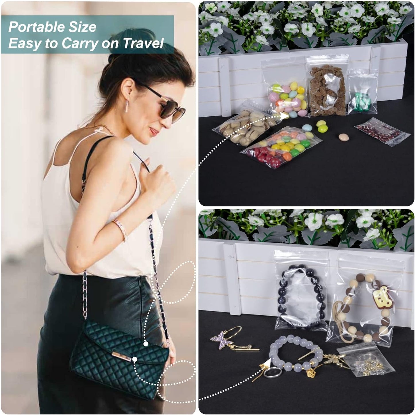 500 Pcs Small Plastic Bags, Small Bag, Mini Baggies, Jewelry Bag Clear Plastic, 5 Assorted Sizes, Resealable Poly Bags for Pill, Storage, Candy, Packaging
