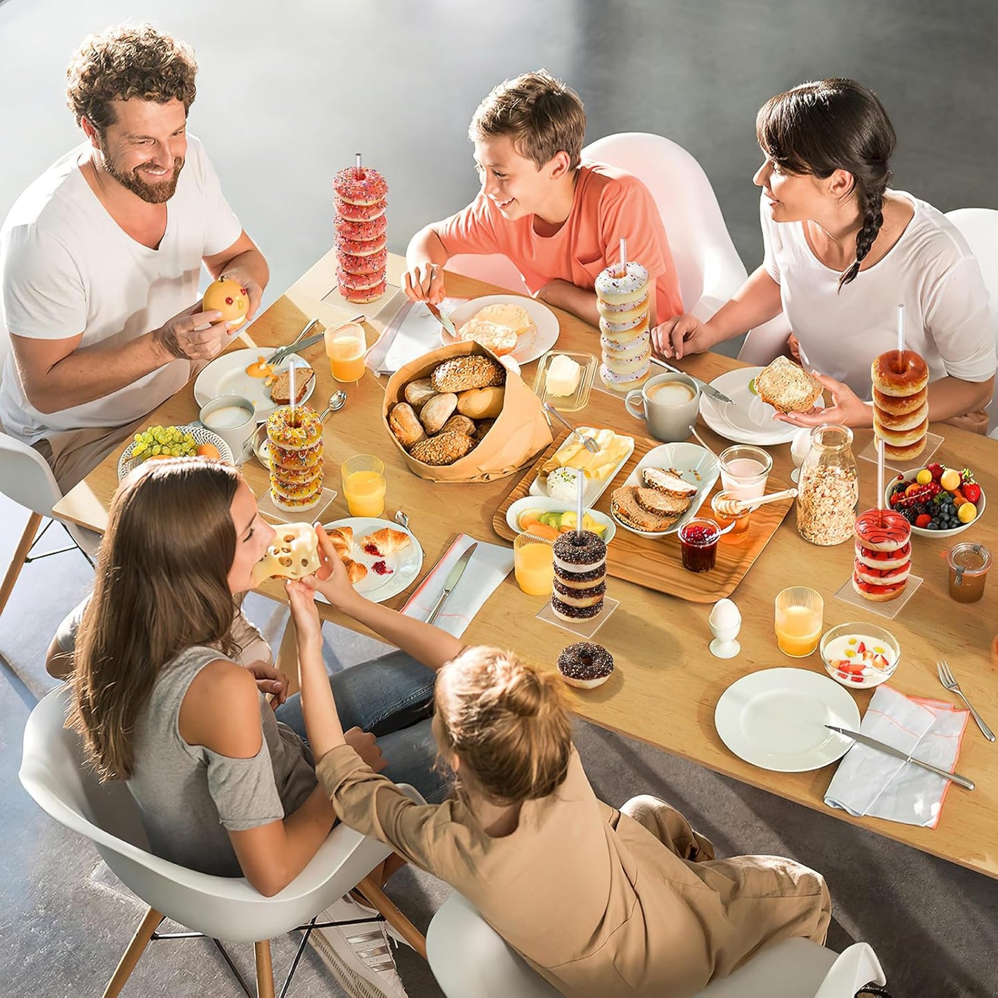 Donut Stand Bagel Stand 2 Pack, Acrylic Doughnut Holder, Clear Donut Display Stand, Bagel Tower Stand, Wall Display Stand Holder for Birthday, Wedding, Baby Shower, Christmas, Party