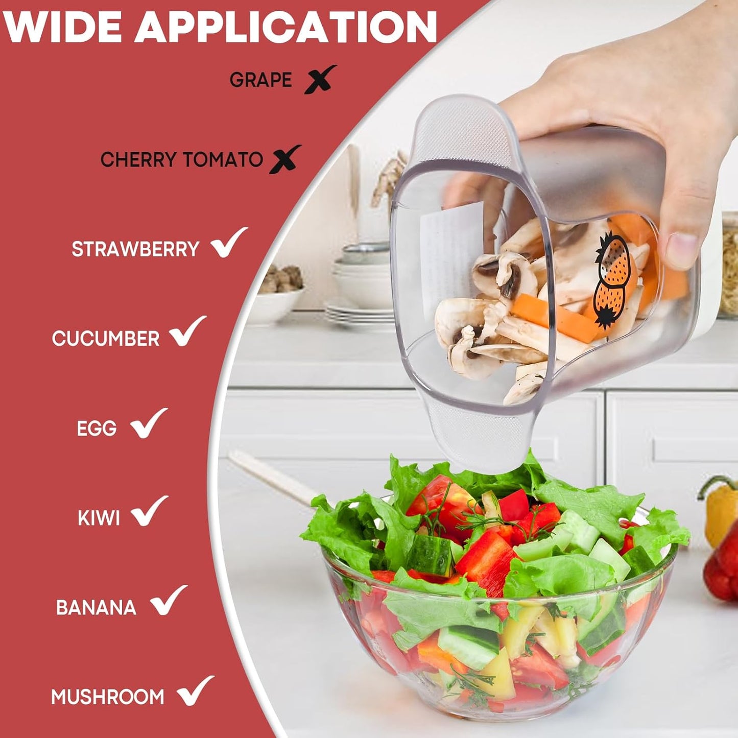 Upgrade Fruit Slicer, Multifunctional Strawberry Slicer with Cleaning Brush, Cup Slicers for Fruits and Vegetables (Red)