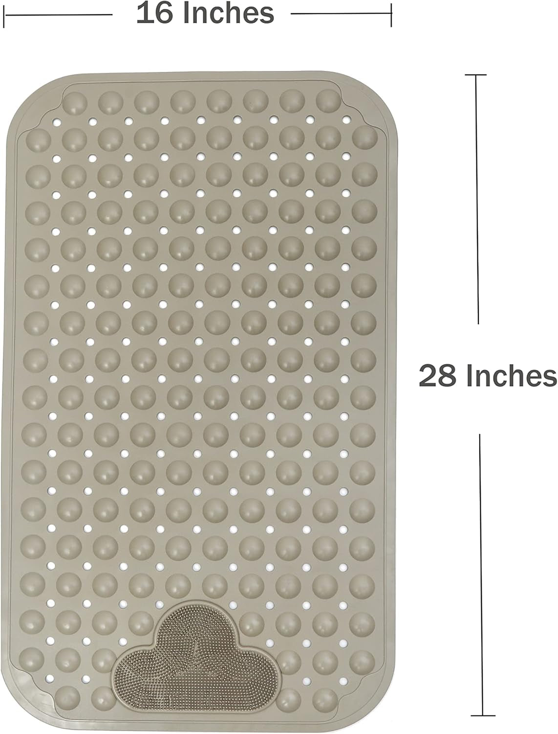 Bath Tub Mat Shower Mat Non Slip Bathtub Mats with Suction Cups Bath Mat for Tub Bathroom Mats 28" X 16" Machine Washable (Light Brown)