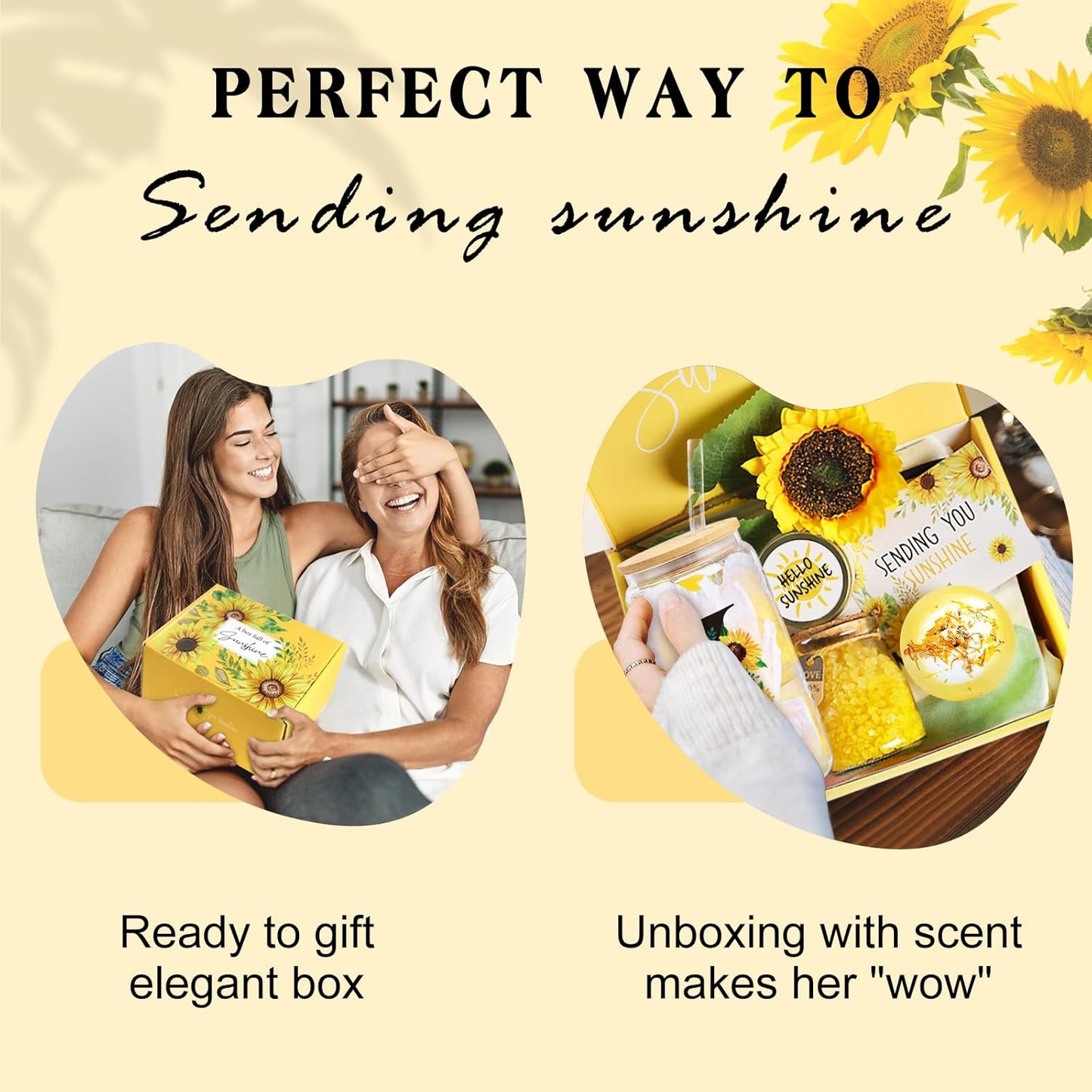 Sunflower Initial Gifts, Get Well Soon Gifts, Self Care Spa Birthday Gifts for Women Monogrammed Gifts, Sunshine Gift Baskets, Personalized Gifts, J