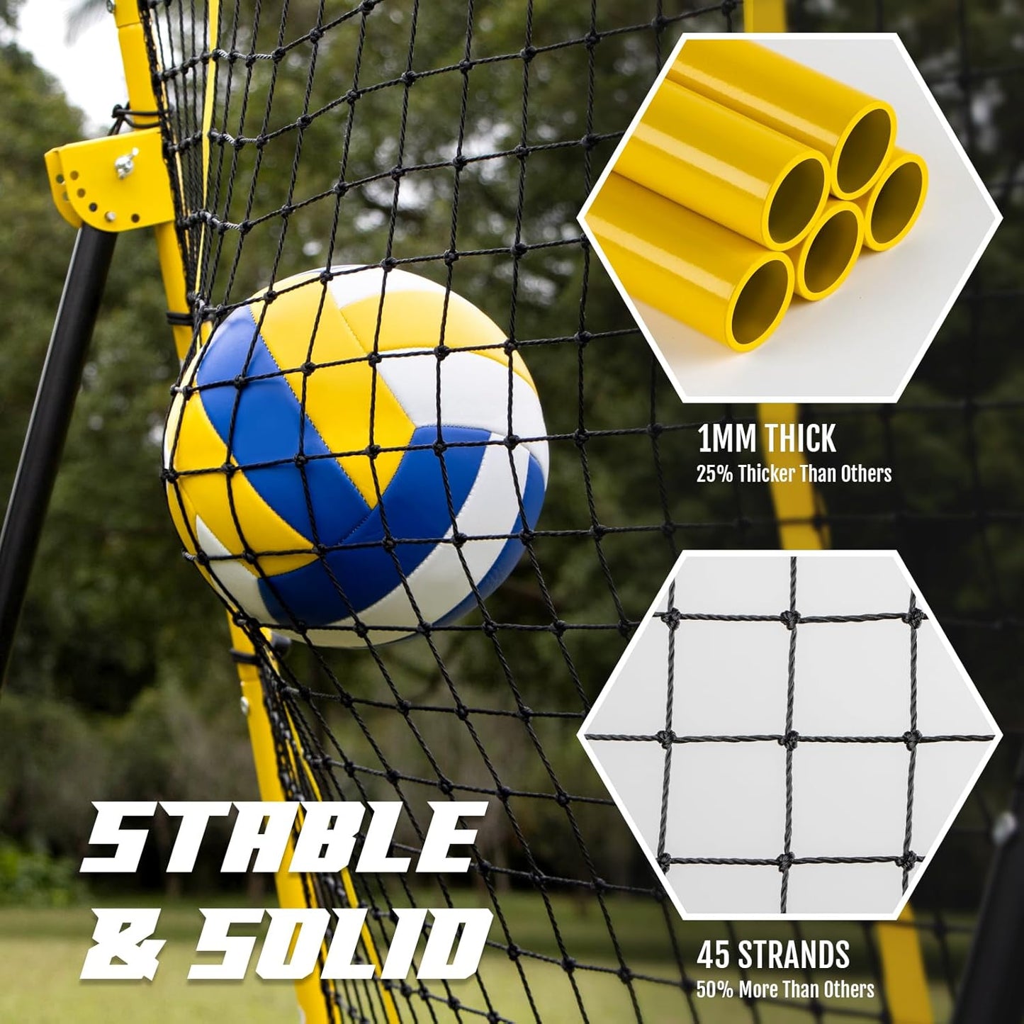 Volleyball Rebounder Net, Volleyball Training Equipment, Bounce Back Net for Volley Ball Practice with 5 Adjustable Rebound Angles 7X4 Ft