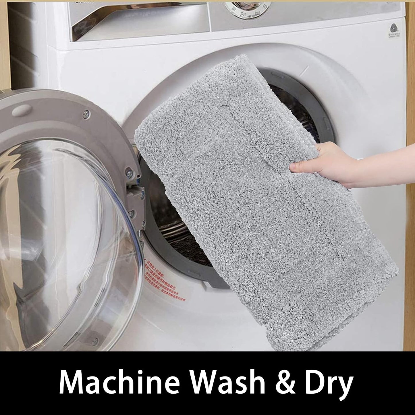 Small Bathroom Rugs Set of 2 Pieces Bath Rugs with U Shape Toilet Rugs Set 16X24 + 20X24 Inch Soft Absorbent Bath Mats Non Slip Plush Shower Rug Machine Washable, Light Grey