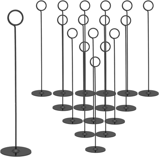 16PK Table Number Holders Place Card Holders 12 Inch Table Card Holders Steel Card Holders for Photos, Food Signs, Memo Notes, Weddings, Restaurants, Birthdays(Black)