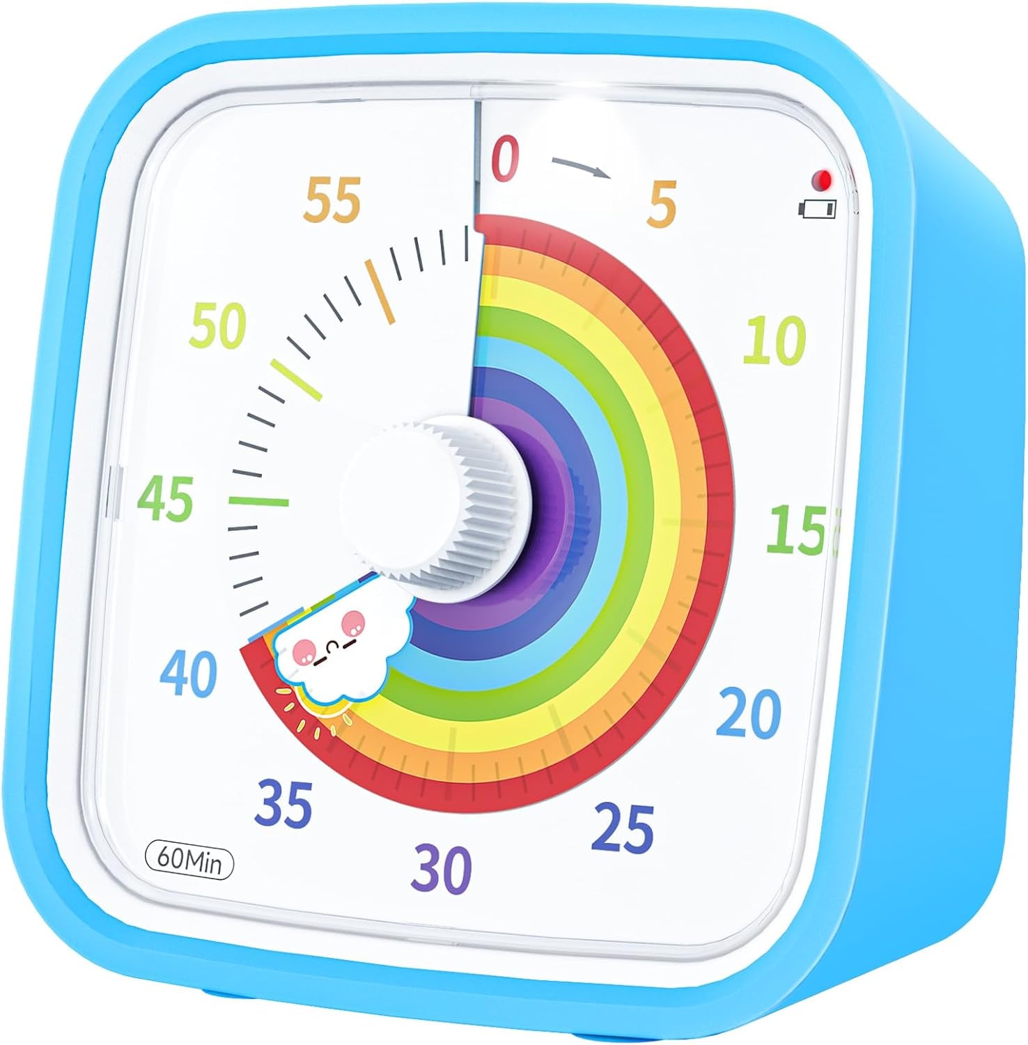 Visual Timer with Protective Case, Rainbow Disk 60 Minute Countdown Timer for Kids and Adults, Silent Time Management Tool(Blue Rainbow)