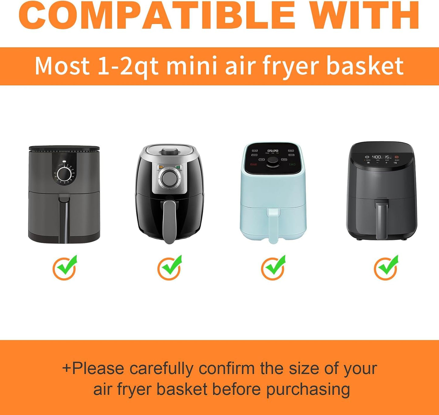 Silicone Air Fryer Liners Reusable for 1-2Qt Air Fryers, 3 Pack Non-Stick round Parchment Paper Airfryer Liner Compatible with Ninja Mini, Instant Vortex 2 QT, CHEFMAN Small, COSORI Small