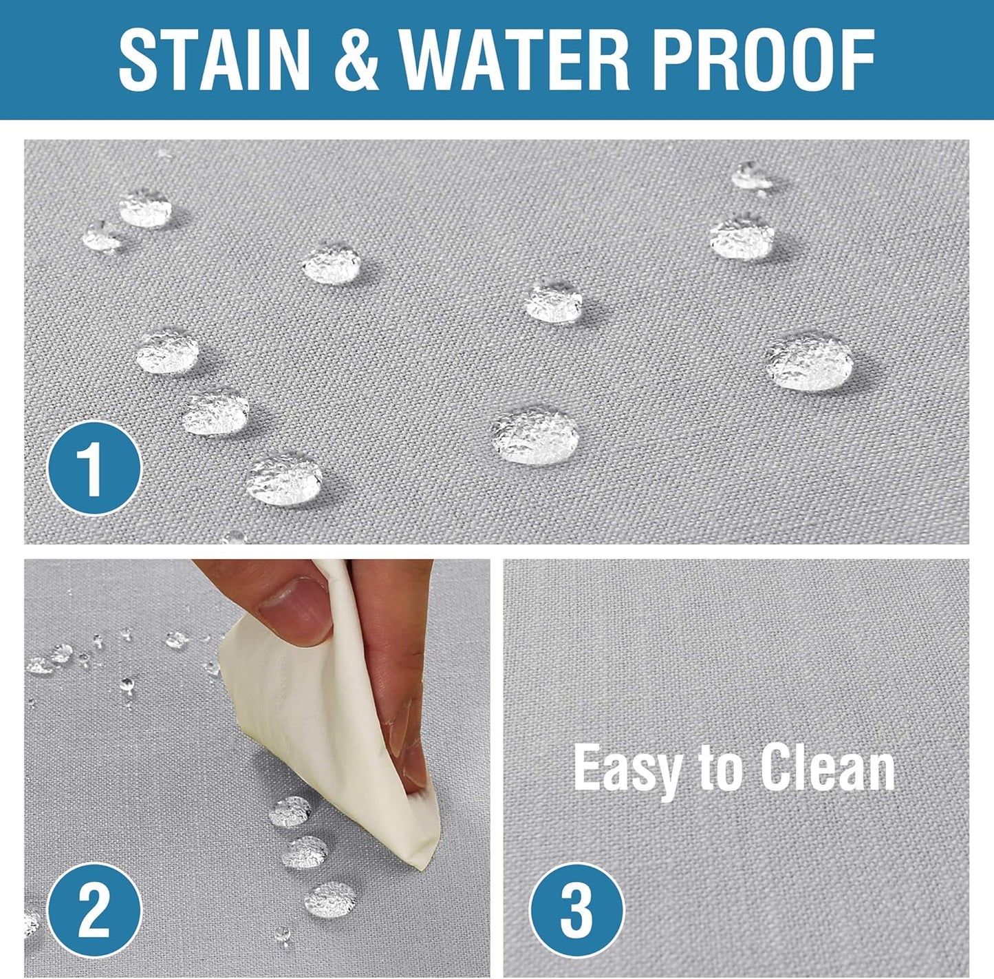 Linen Textured Table Cloths 54 X 54 Inch Premium Solid Tablecloth Spill-Proof Waterproof Table Cover for Dining Buffet Feature Extra Soft and Thick Fabric Wrinkle Free, Grey