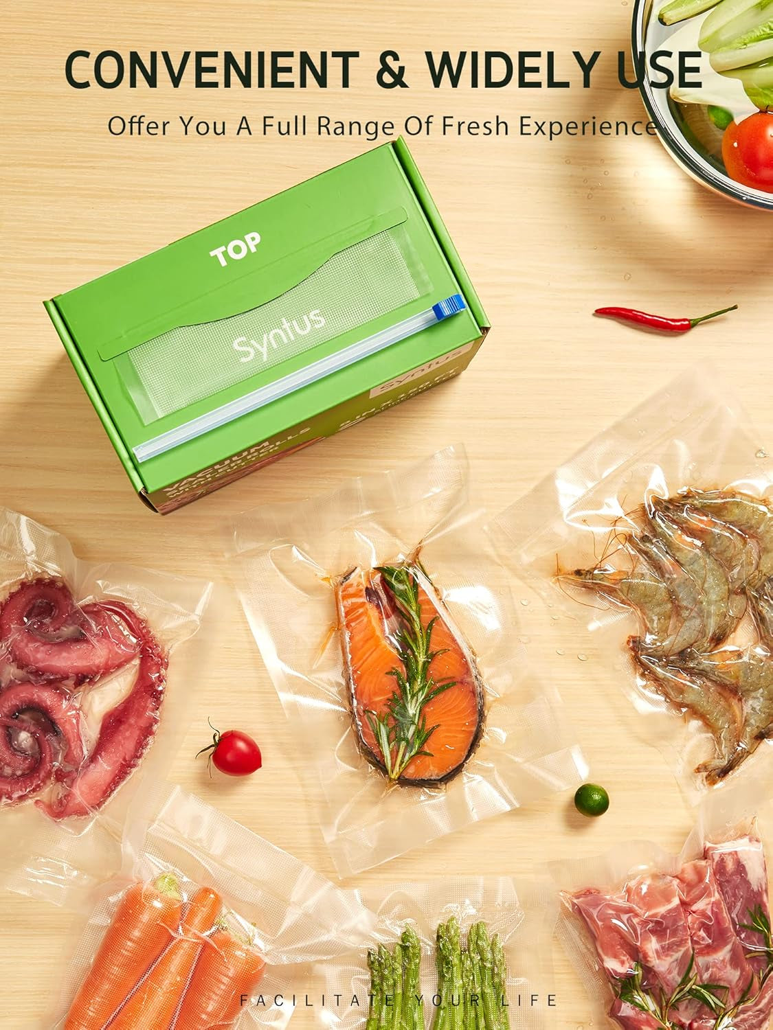 11" X 150' Food Vacuum Seal Roll Keeper with Cutter Dispenser, Commercial Grade Vacuum Sealer Bag Rolls, BPA Free Food Vac Bags, Ideal for Storage, Meal Prep and Sous Vide