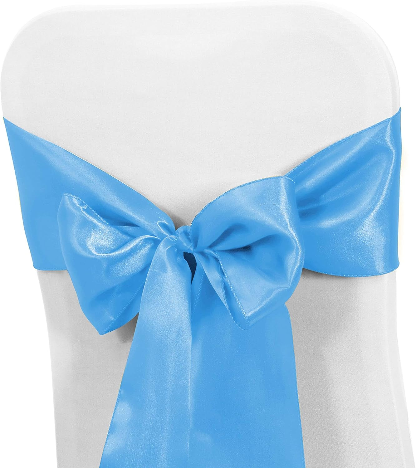 10 PCS Satin Chair Sashes Bows for Wedding Reception- Universal Chair Cover Back Tie Supplies for Banquet, Party, Hotel Event Decorations