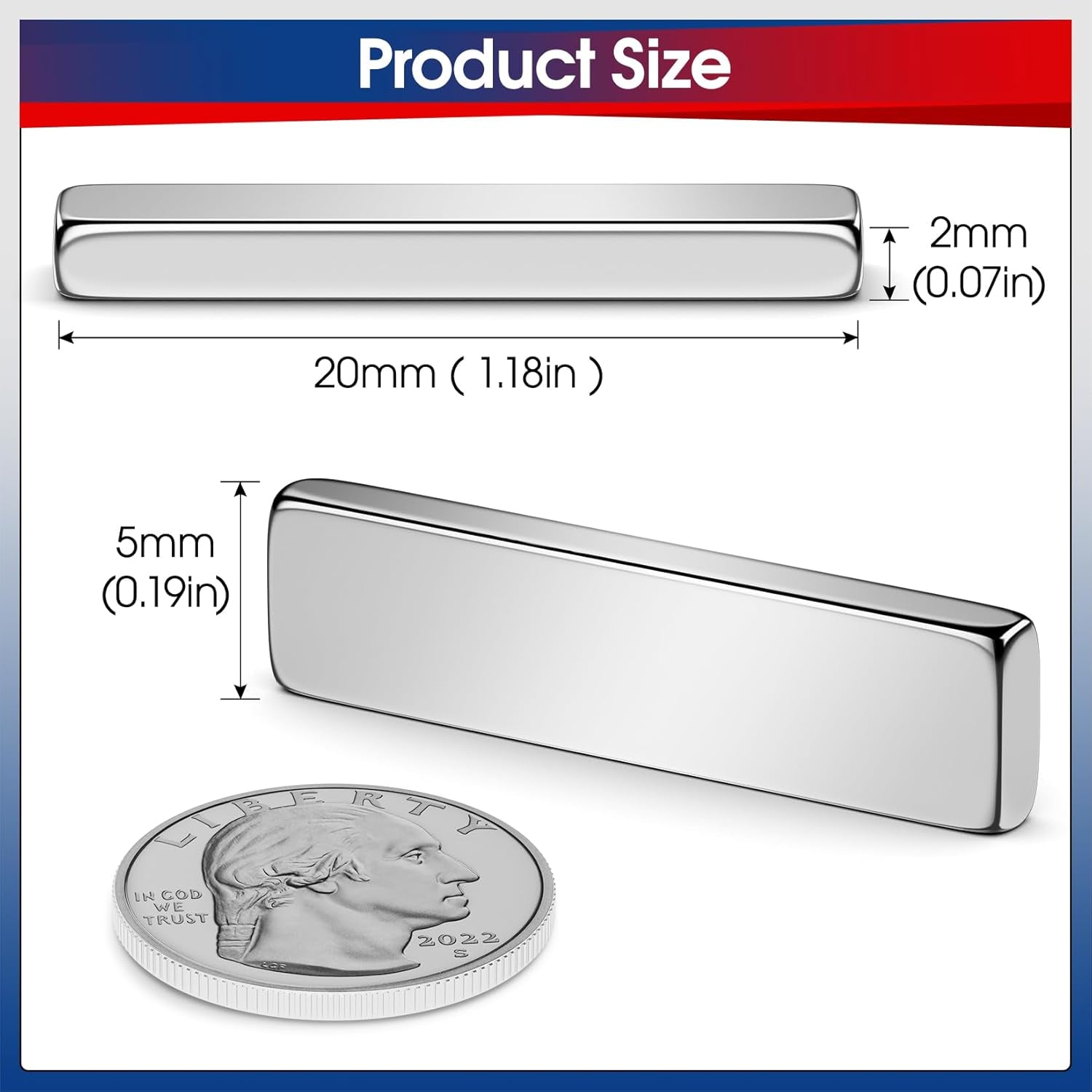 80-Pack Neodymium Bar Magnets - Rare Earth Small Magnets for Crafts, Refrigerators, Doors, Nails, and Cabinets