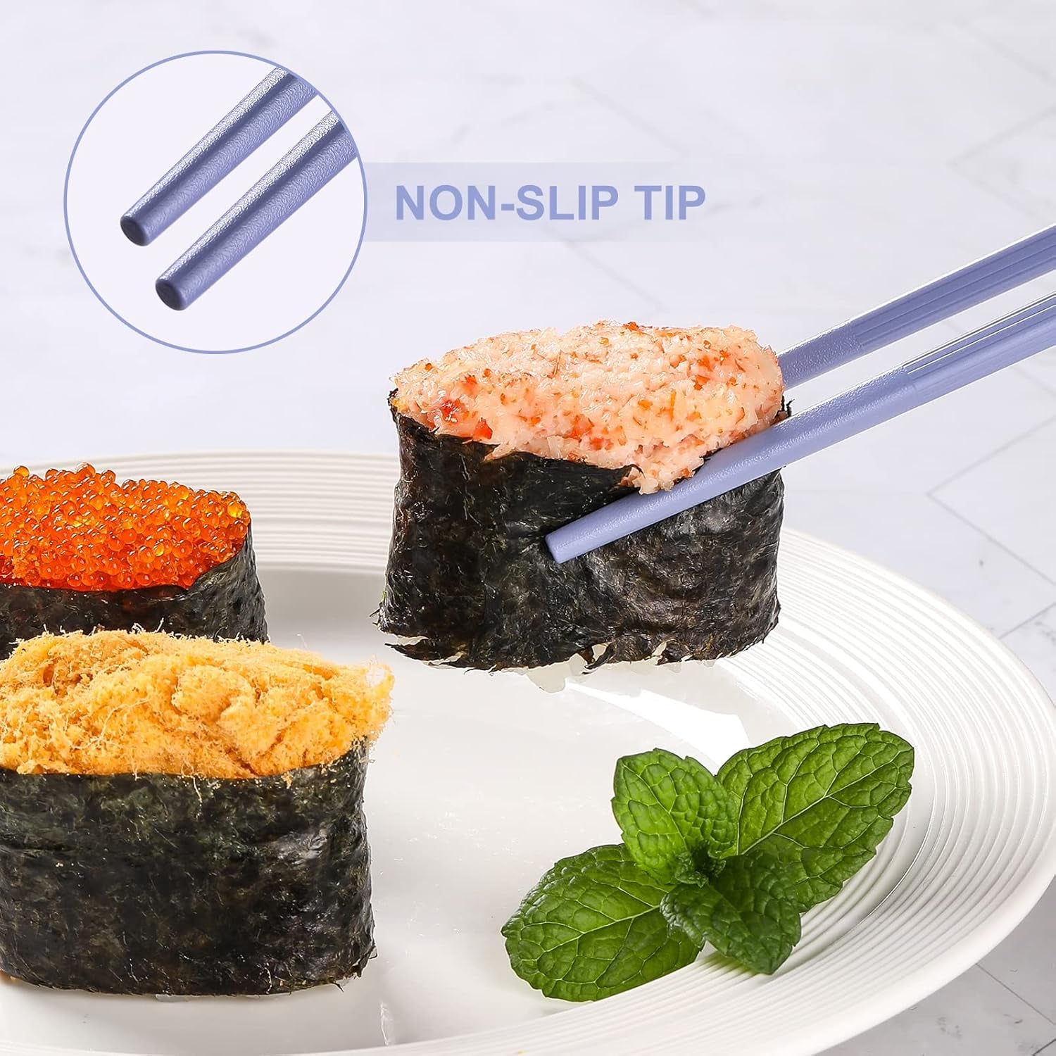 10-Pair Reusable Fiberglass Chopsticks, Non-Slip Chop Sticks Set Japanese Style, Dishwasher Safe, 9.5-Inch