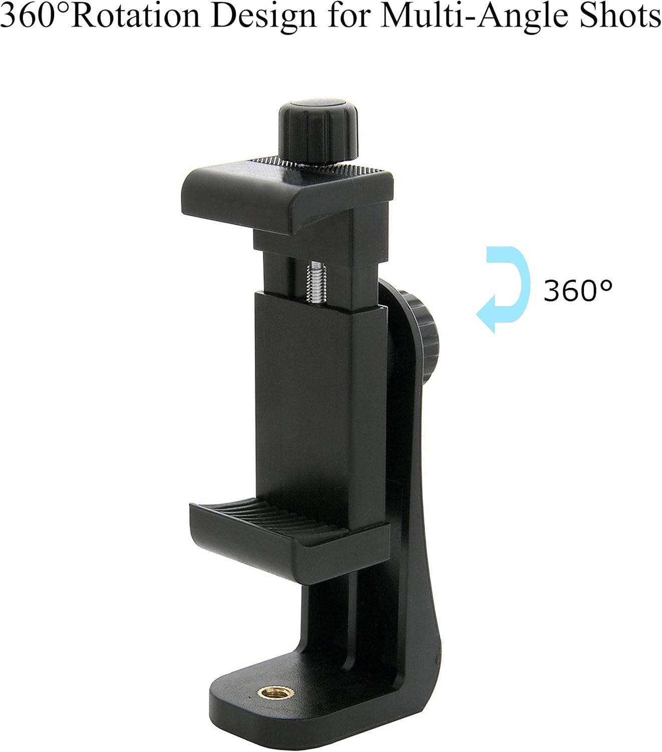 Phone Holder/Vertical and Horizontal Tripod Mount Adapter Rotatable Bracket with 1/4 Inch Screw, Adjustable Clip for Iphone, Android Cell Phone, Selfie Stick, Camera Stand
