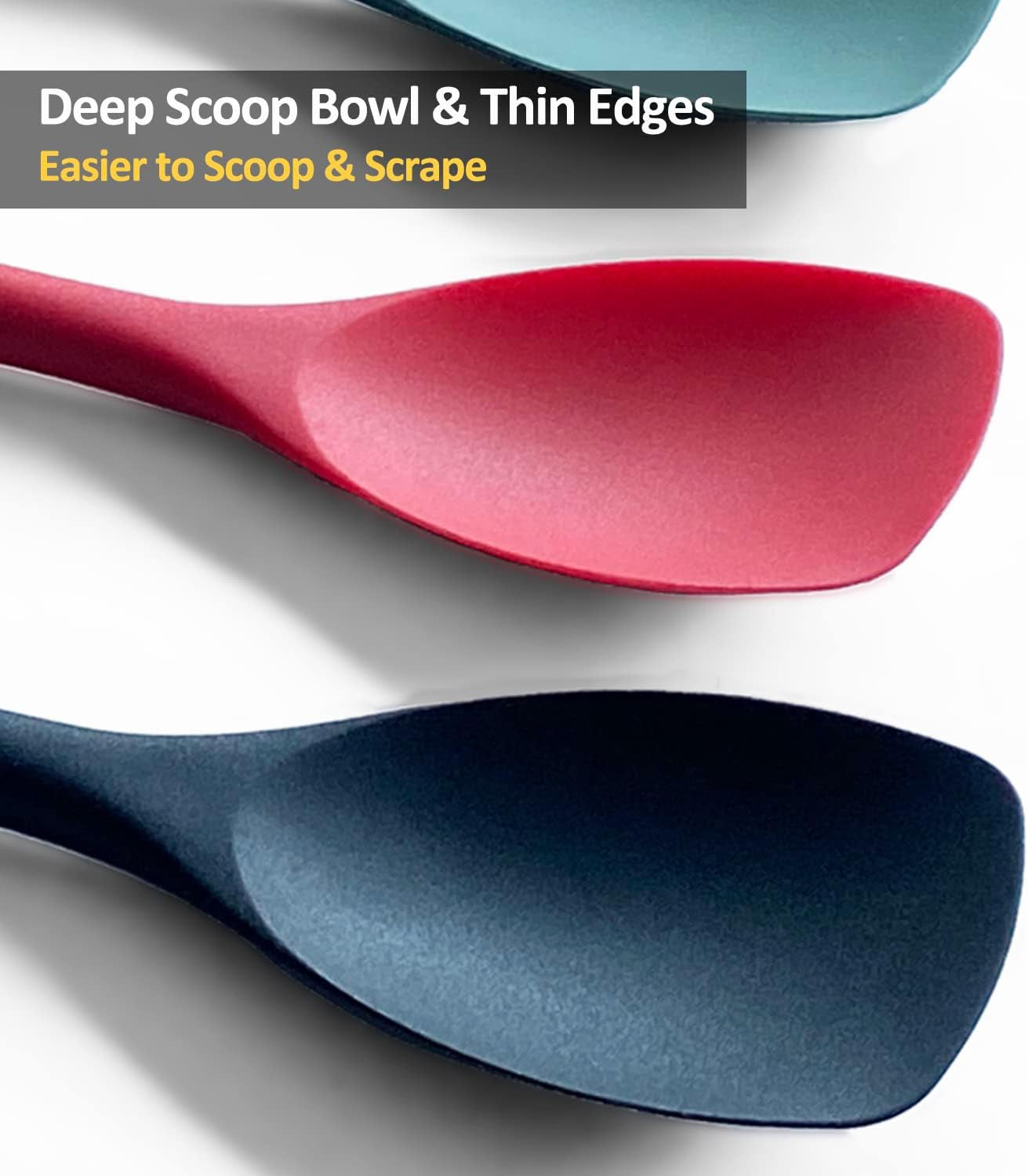 Upgrade Silicone Spatula Spoon Set, Heat Resistant Rubber Spoonula, Seamless Non-Stick Flexible Scrapers for Baking Mixing Tool,3 Pack,